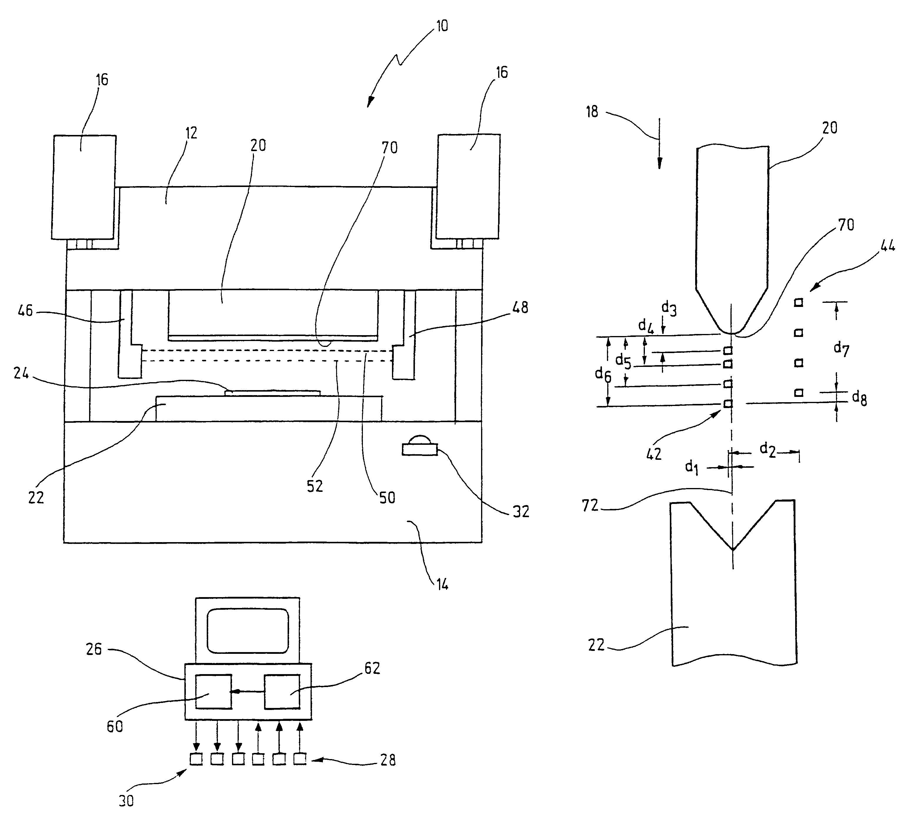 Safety apparatus for a machine, in particular for a press brake
