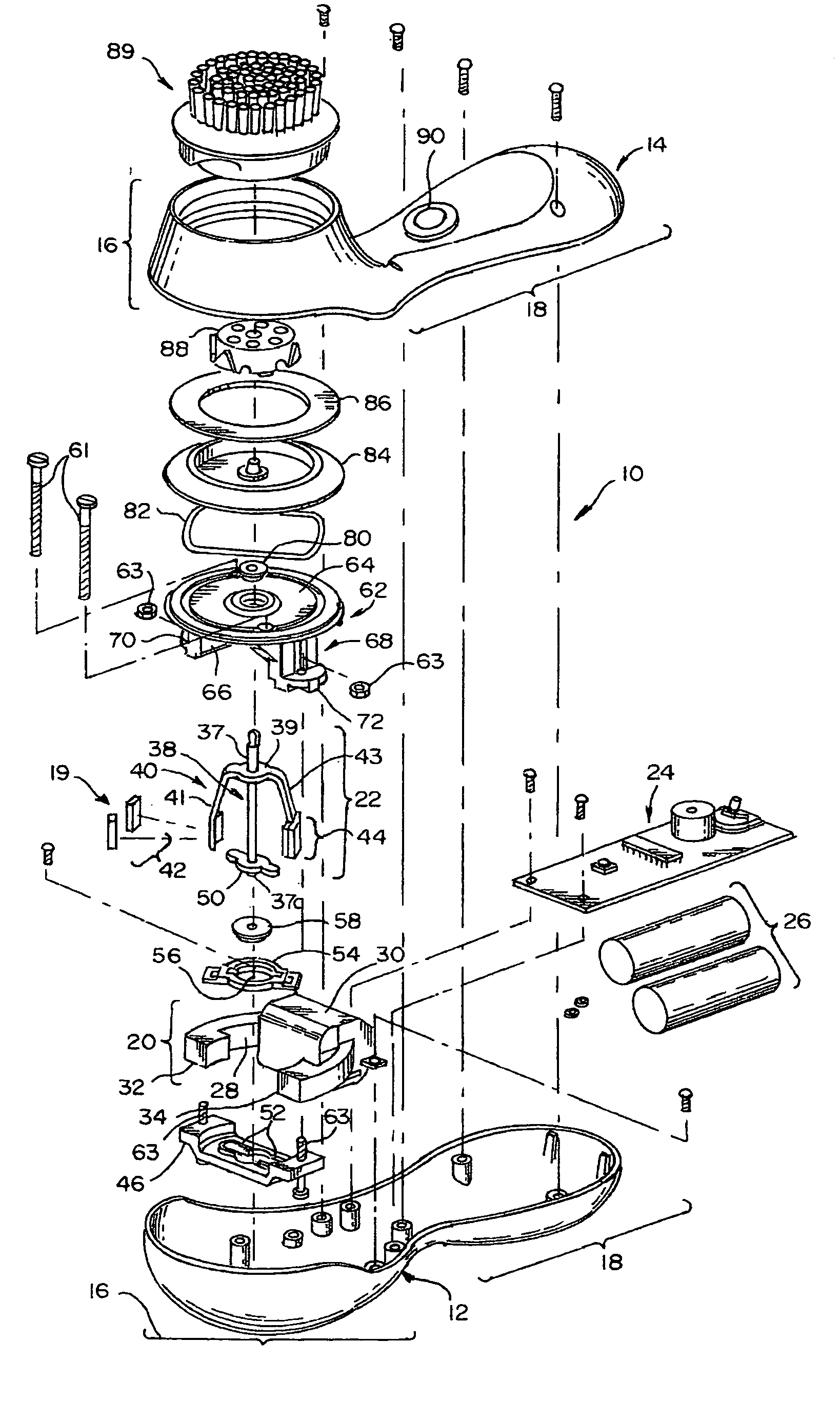 Motor providing oscillating action for a personal care appliance