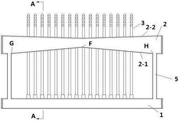 Heat pipe with cross-section-variable upper header pipe