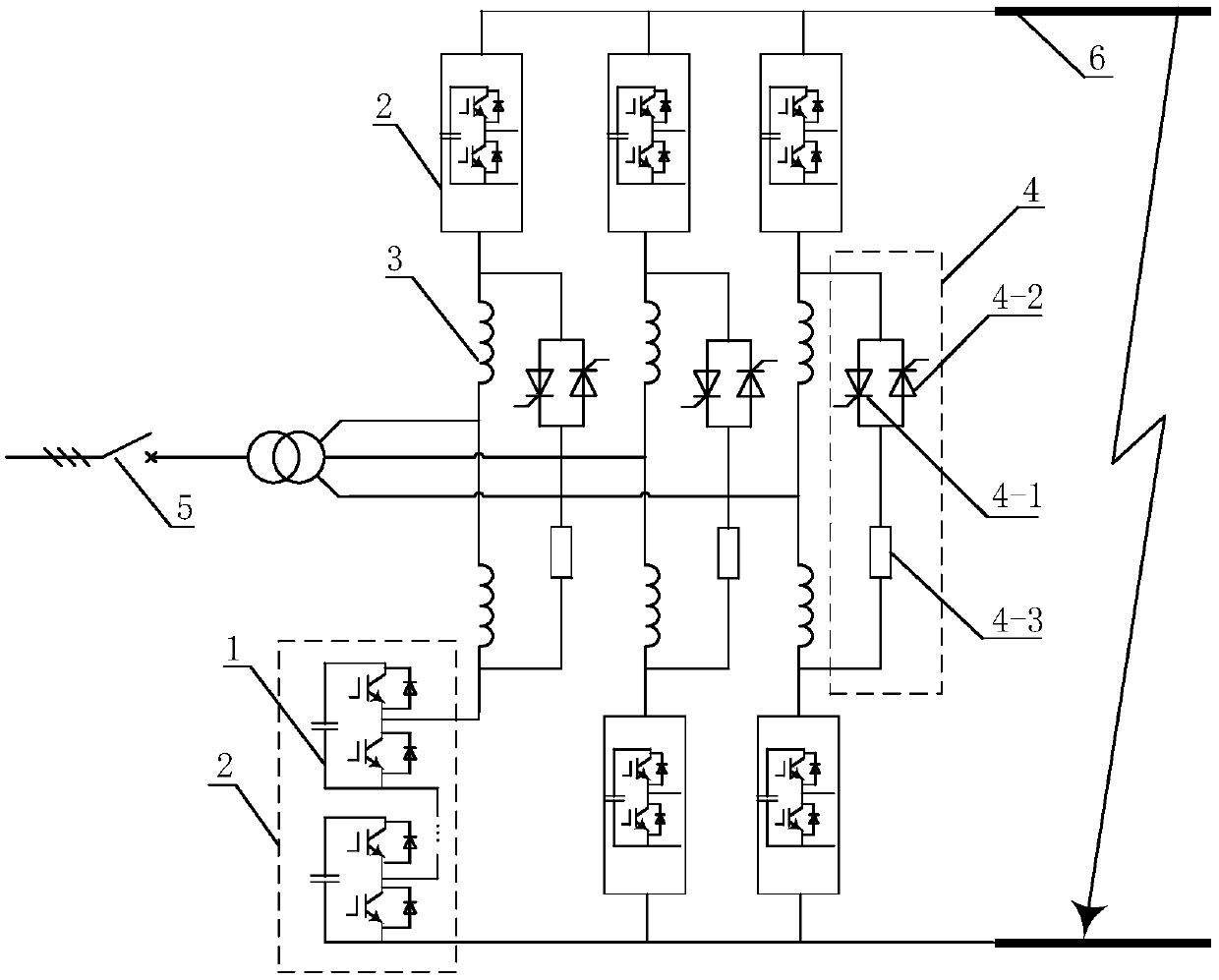 Modular multi-level converter bridge arm bypass protection circuit against DC short circuit fault
