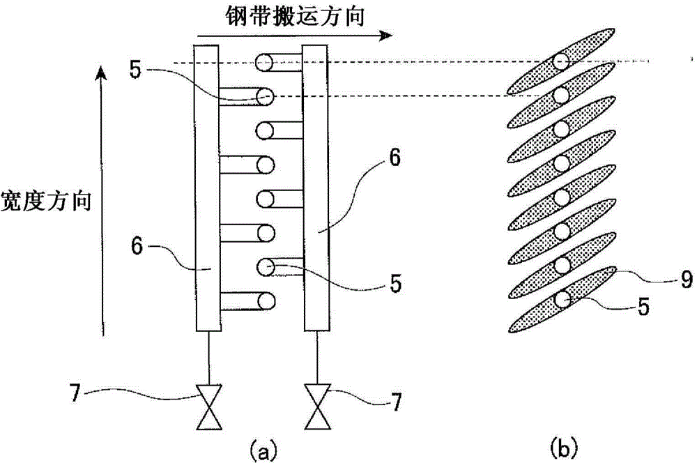 Cooling method and cooling device for hot-rolled steel strip