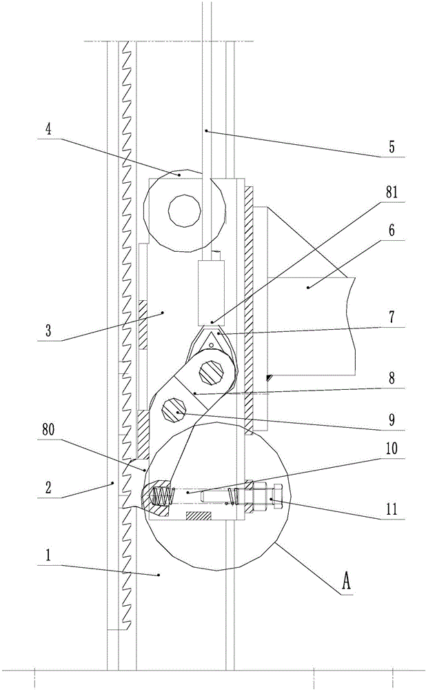 Dropping prevention mechanism of device for lifting four-corner drill tower from ground