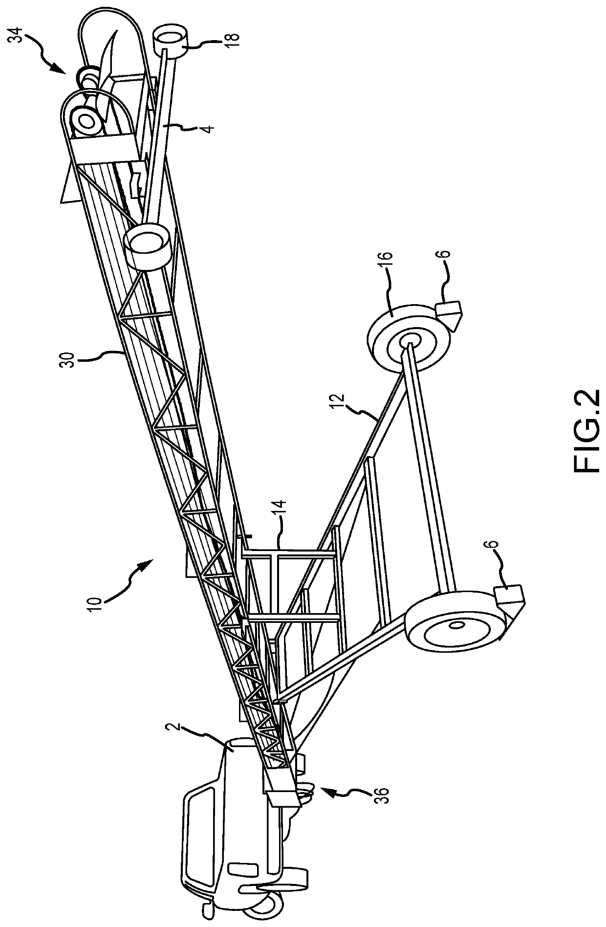 Conveyor with towable elevating carriage