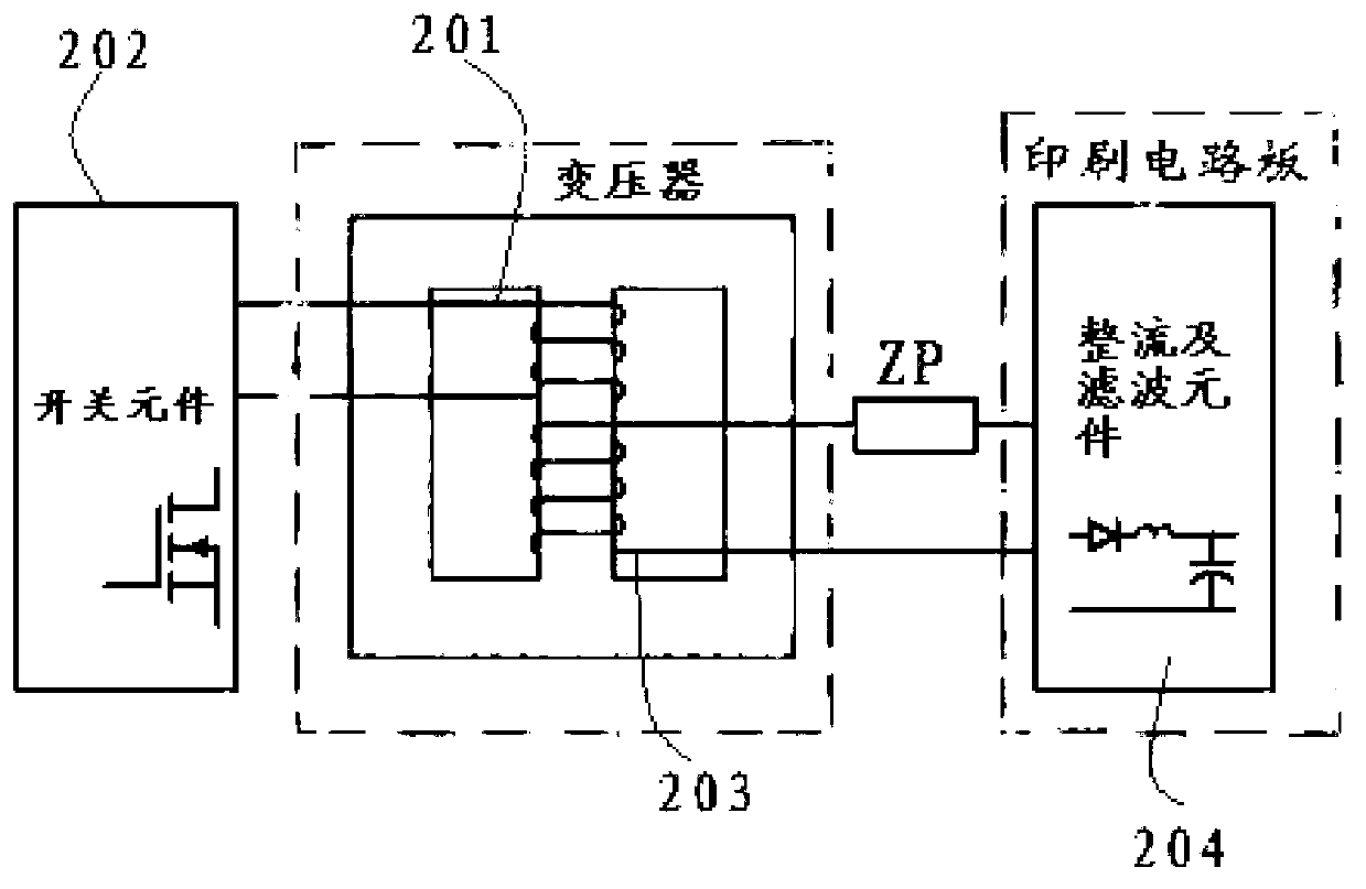 Transformer electric conduction structure and transformer