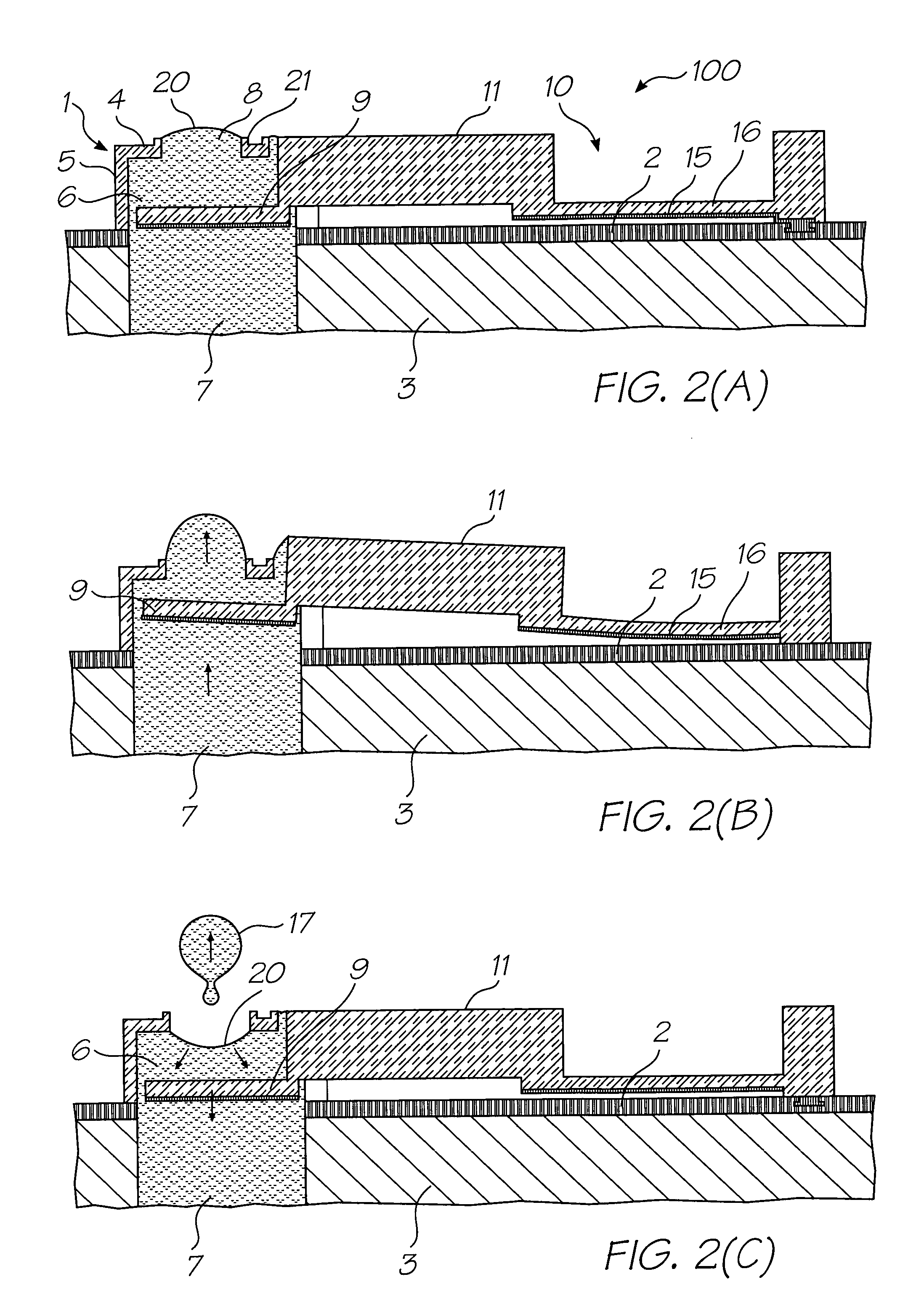Inkjet nozzle assembly having moving roof portion defined by a thermal bend actuator having a plurality of cantilever beams