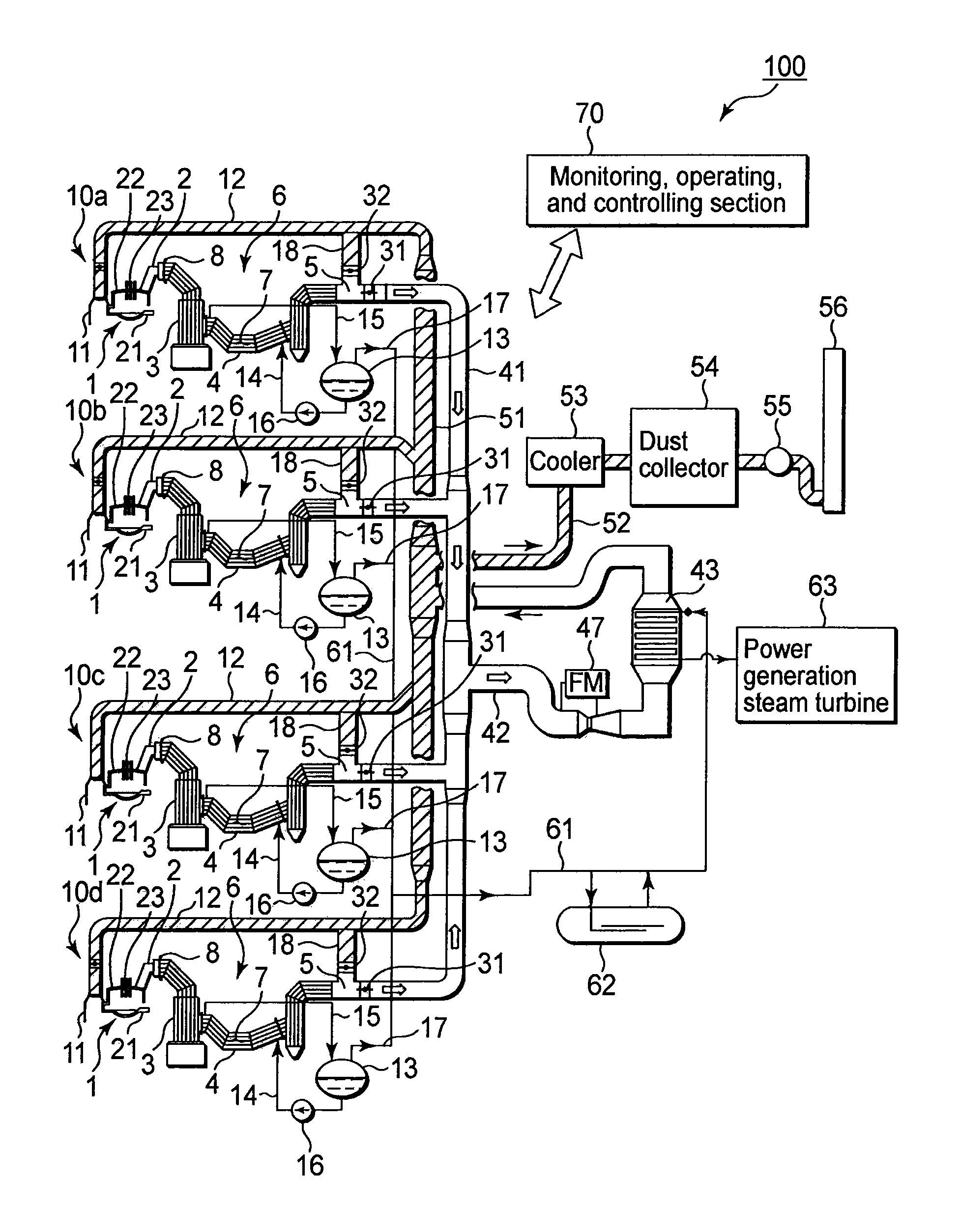 Waste heat recovery structure for steel making electric arc furnaces, steel making electric arc furnace facility, and waste heat recovery method for steel making electric arc furnaces