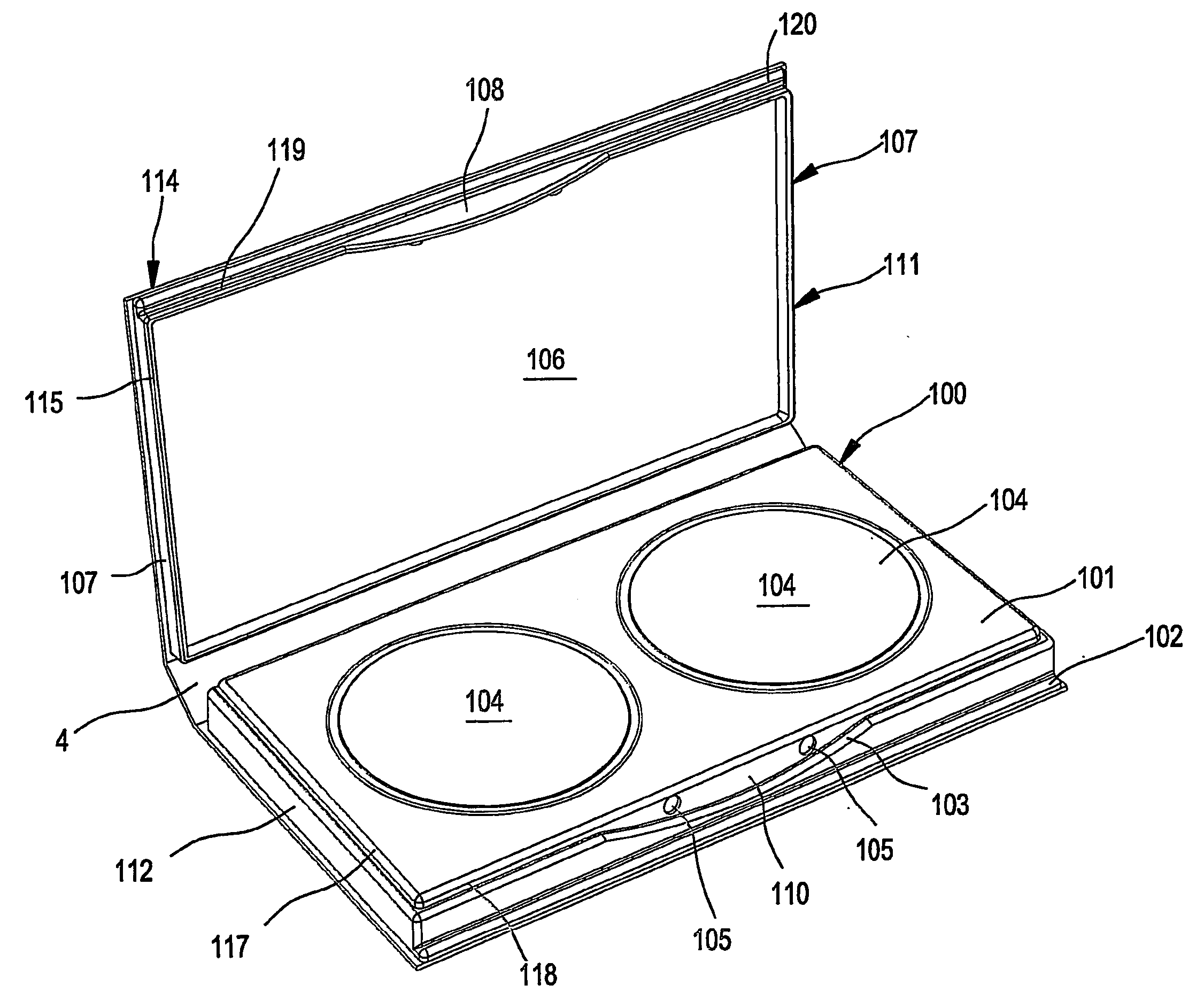 Multi-functional compact with storage receptacles