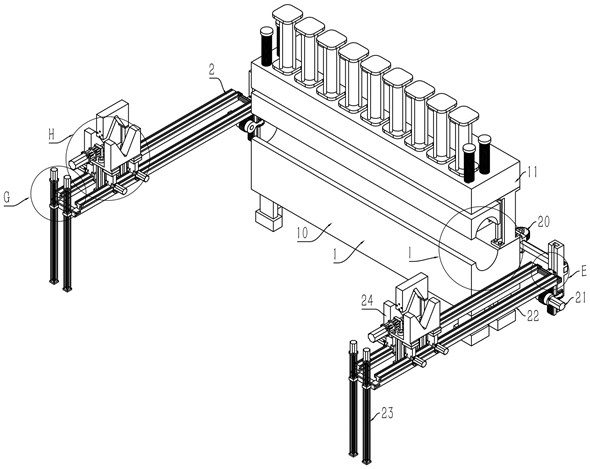 Straightening device for production line of lamp poles