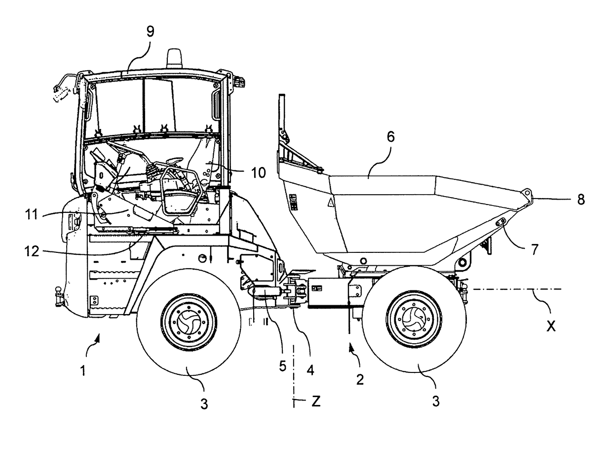 Work vehicle with fold-out tipping edge