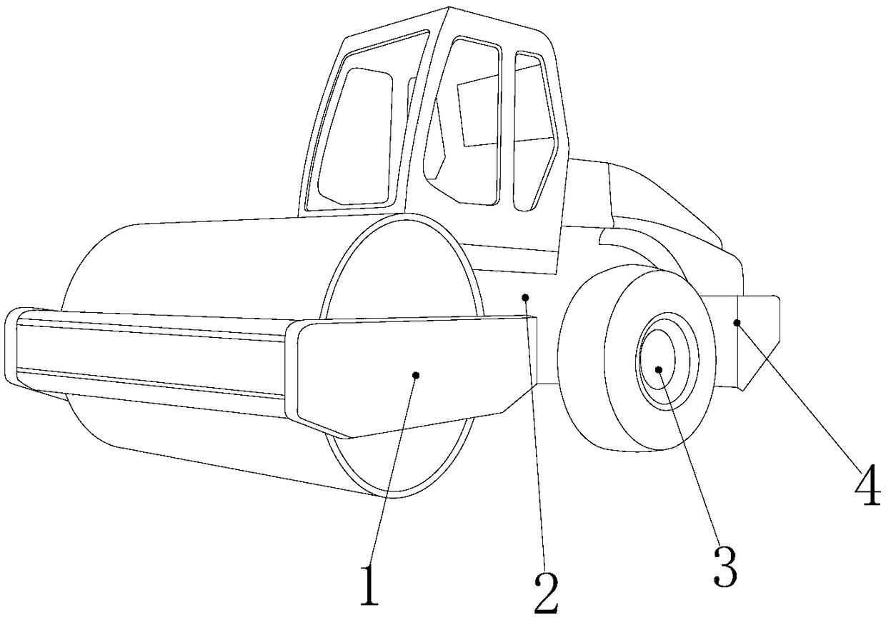 Protection device for hydraulic hinge steering rod of road roller