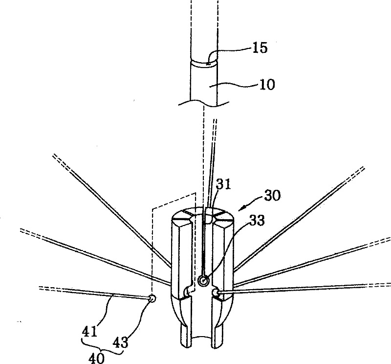 Umbrella which has a simple coupling structure, which does not rust, and which can be used for a long time