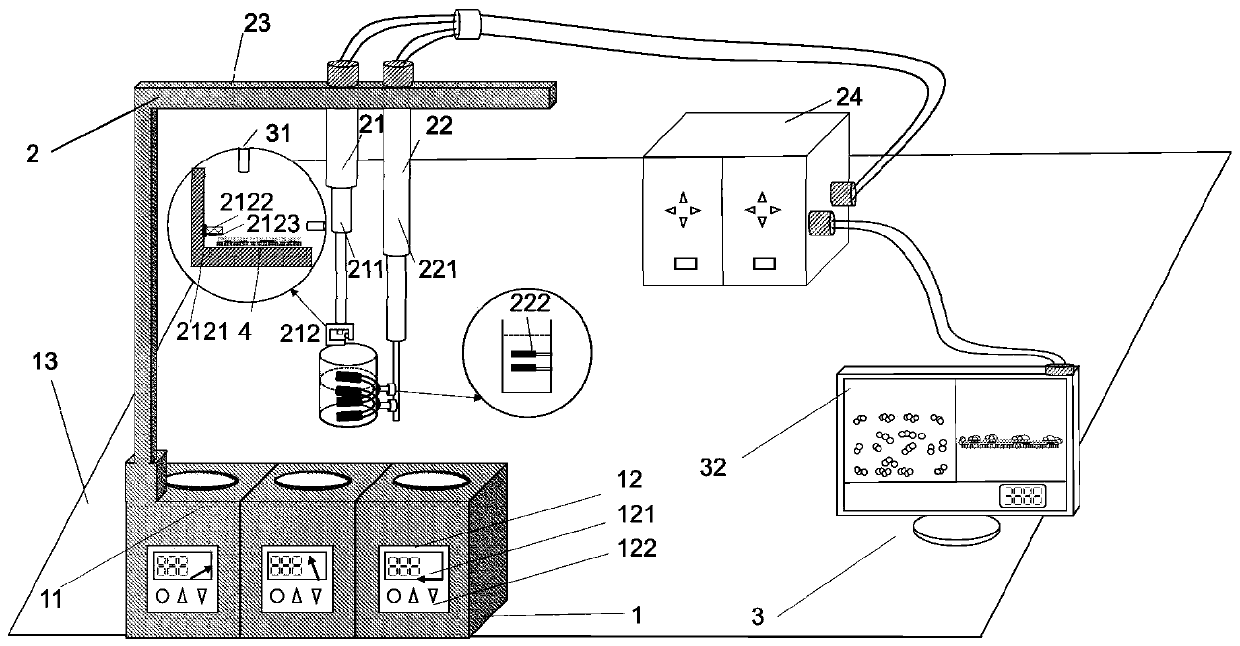 Device for temperature-controlled bubbling peeling of two-dimensional material grown on sapphire substrate