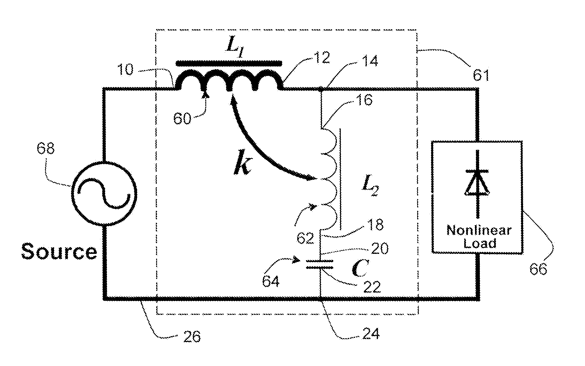 Device for filtering harmonics