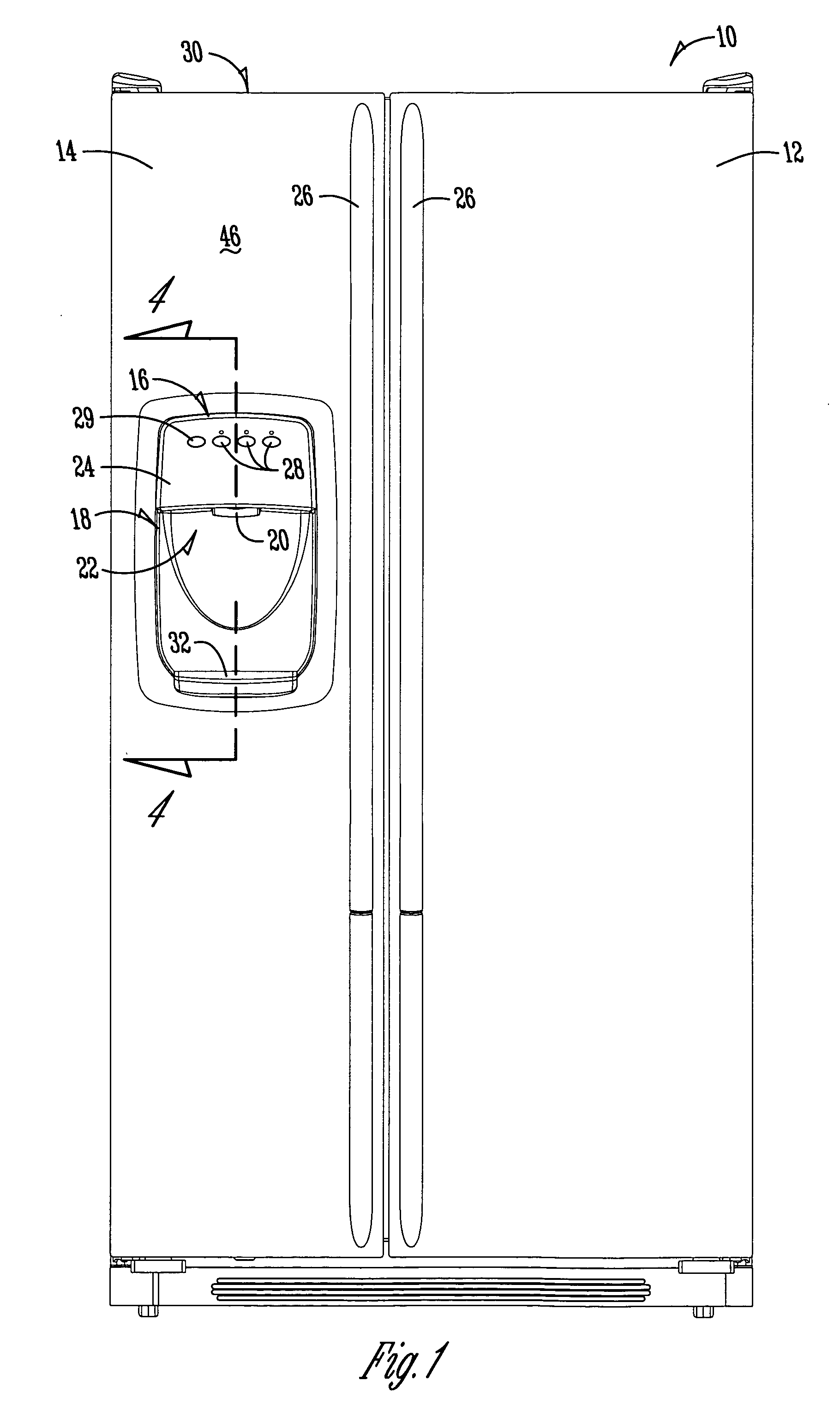 Refrigerator with improved water and ice dispenser