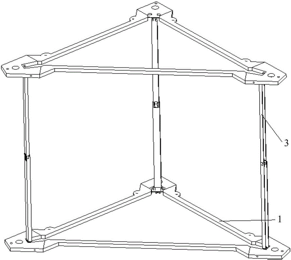 Triangular cable-strut hinged deployable truss