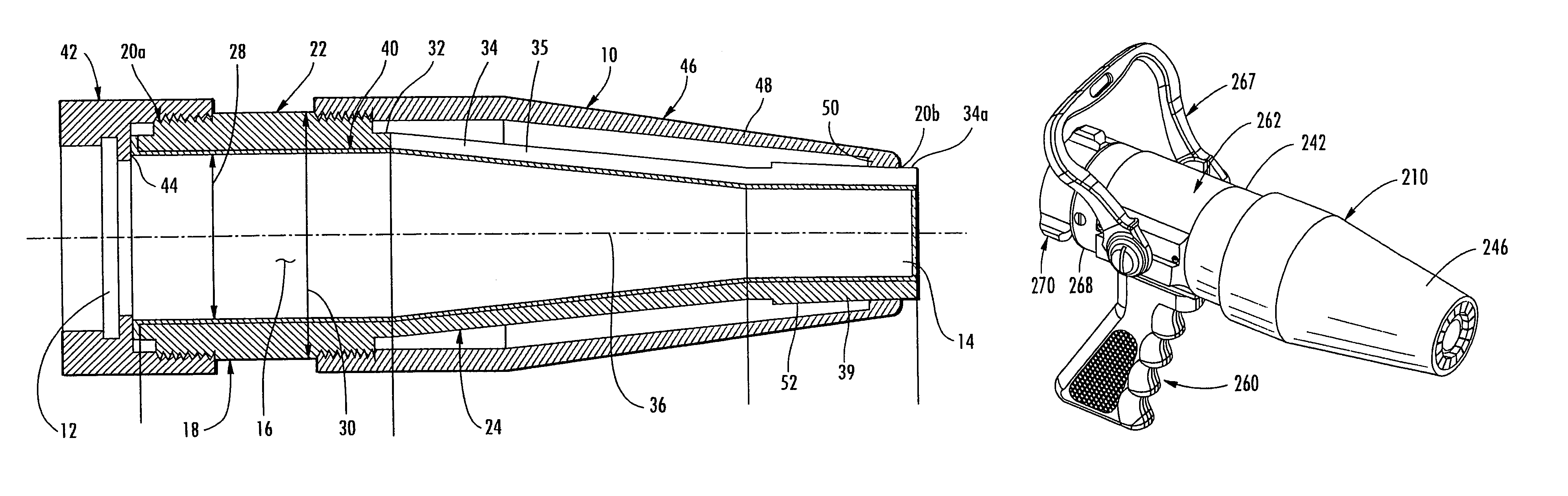 Adjustable smooth bore nozzle