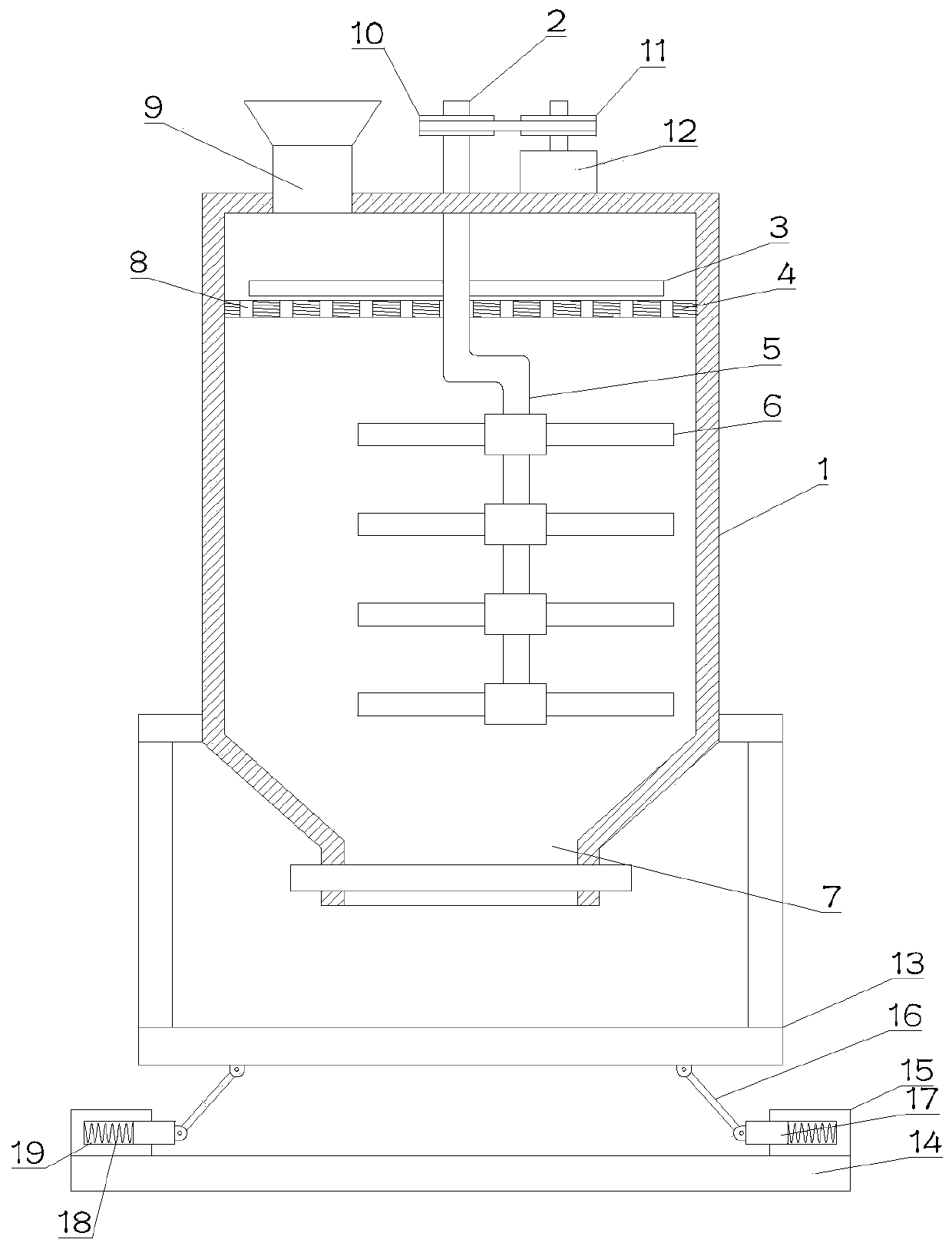 Packing material mixing device