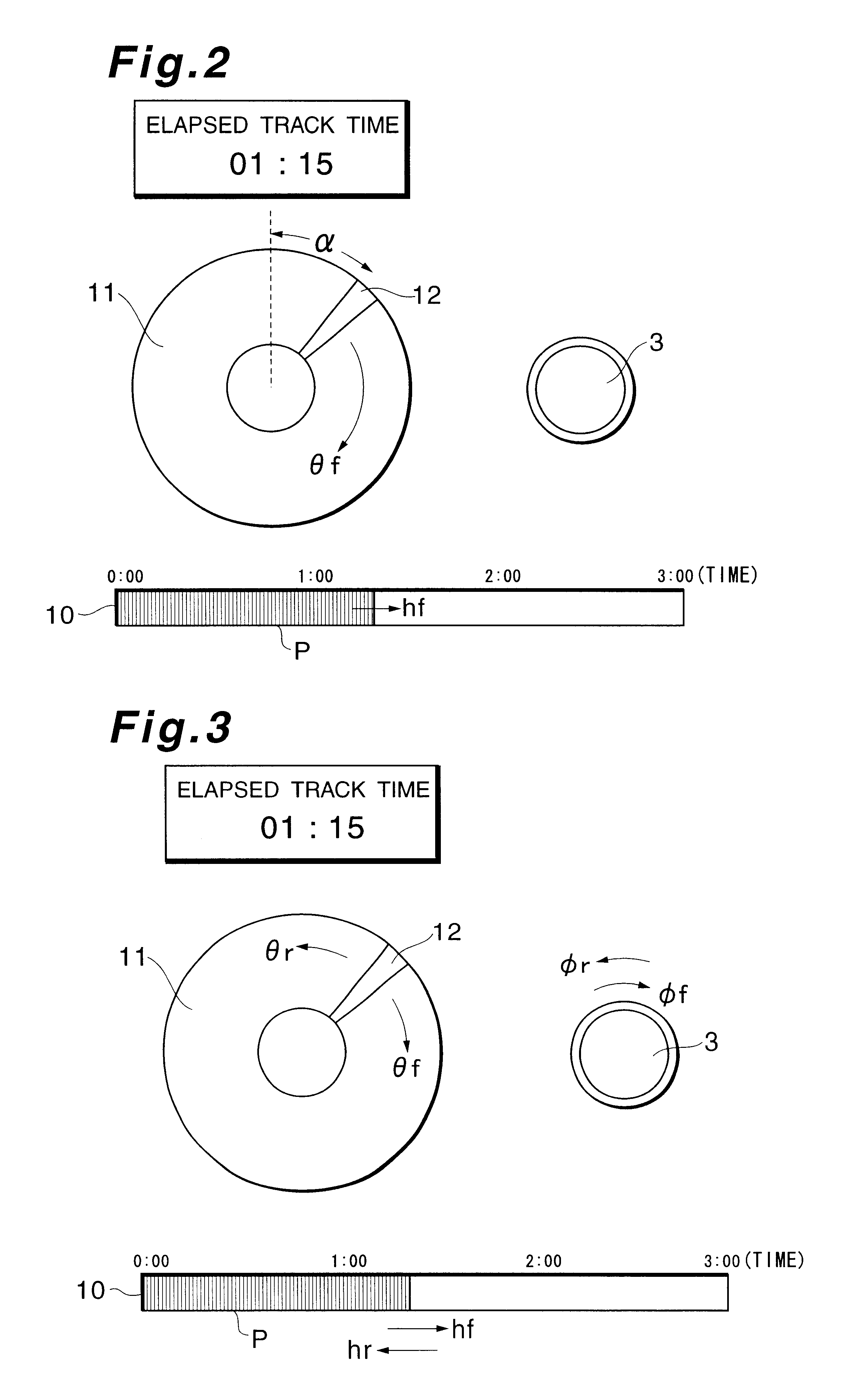 Playback apparatus for displaying angular position based on remainder corresponding to elapsed time