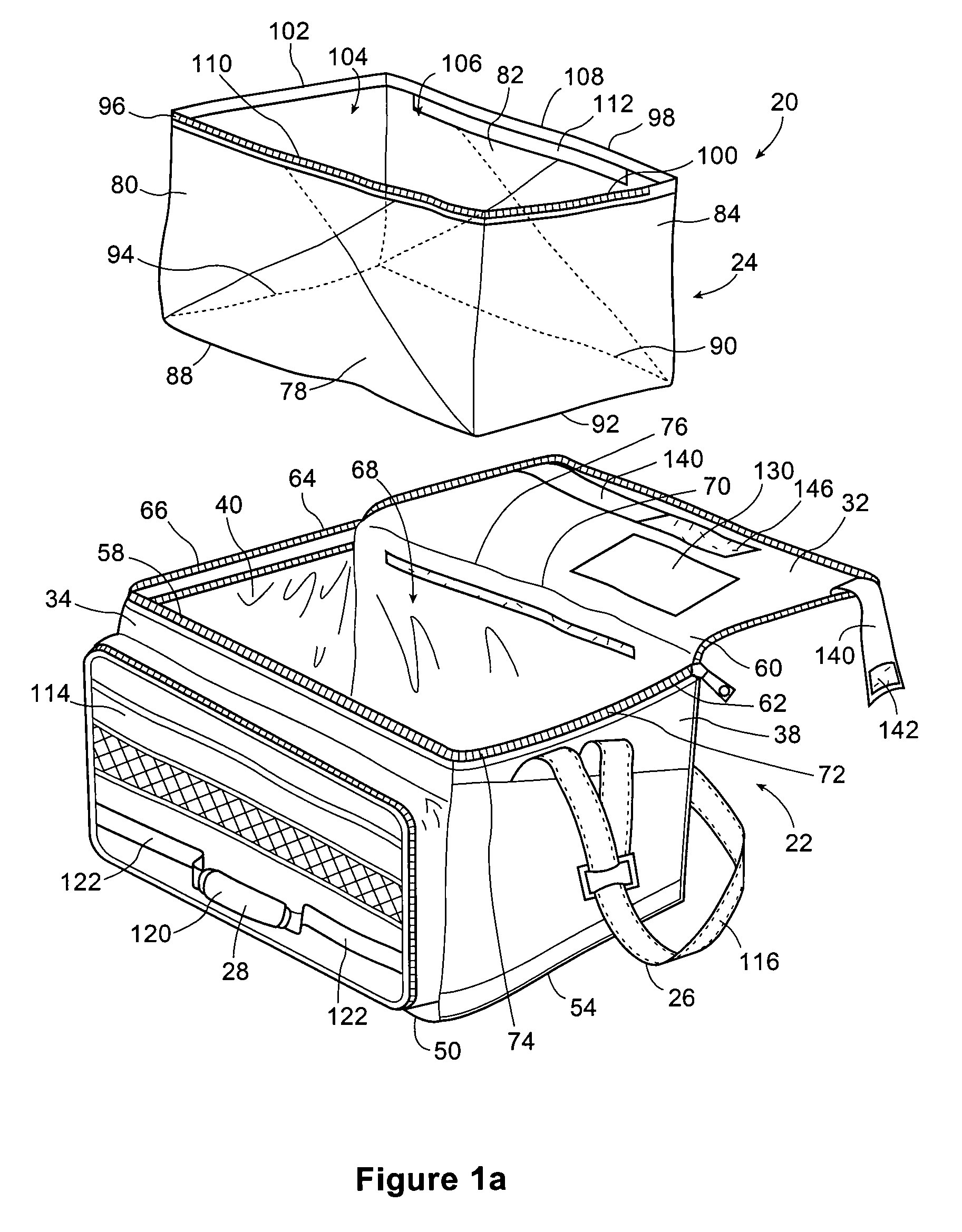 Insulated container with asymmetric lifting arrangement