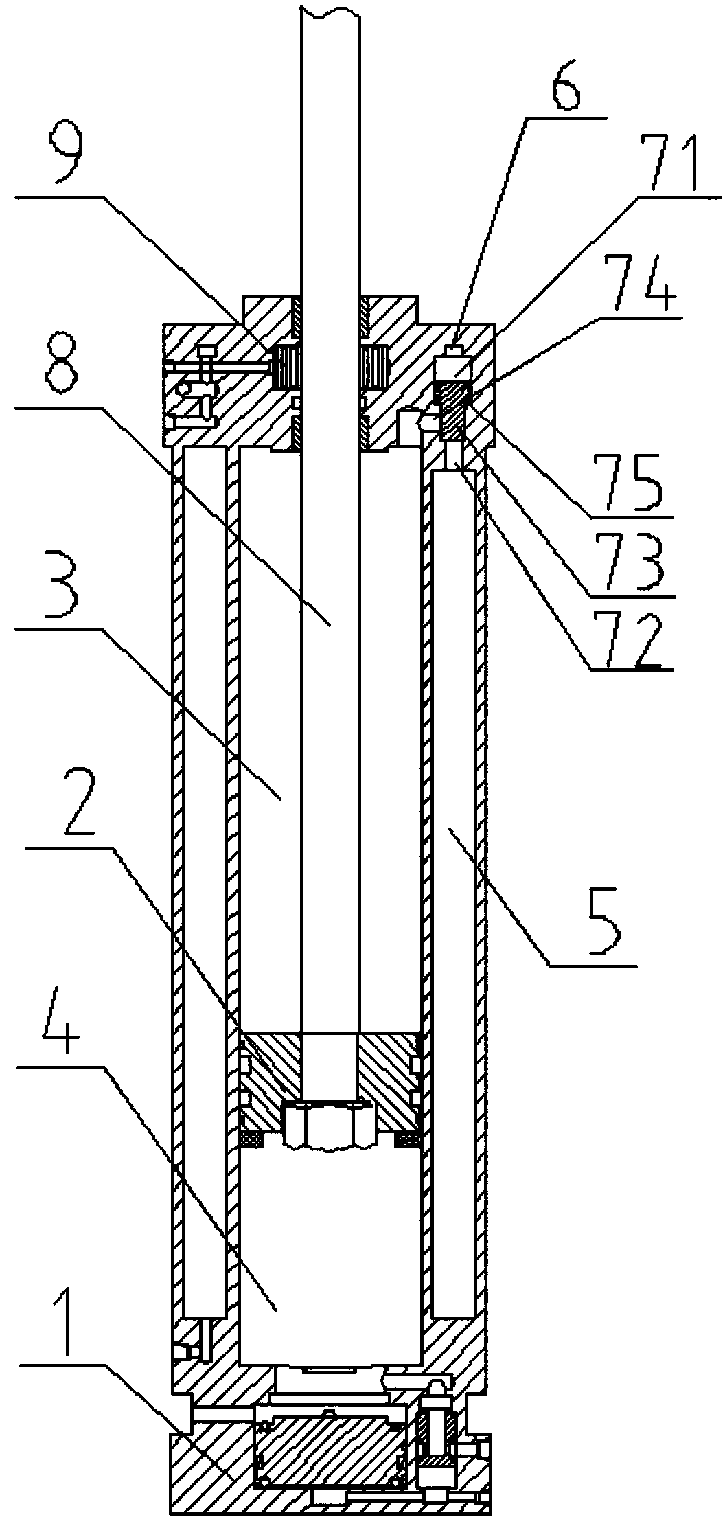 A rapid air intake system for the lifting cylinder of the impact test bench