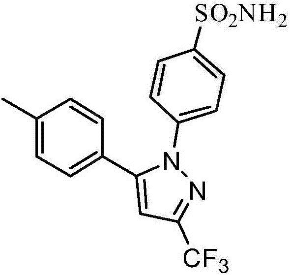 Synthesis of 4-[5-(2-methylphenyl)-3-(trifluoromethyl)-1-hydro-pyrazol-1-yl] benzenesulfonamide