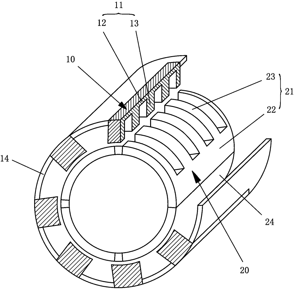 Switched reluctance motor including U-shaped rotor magnetic pole structure