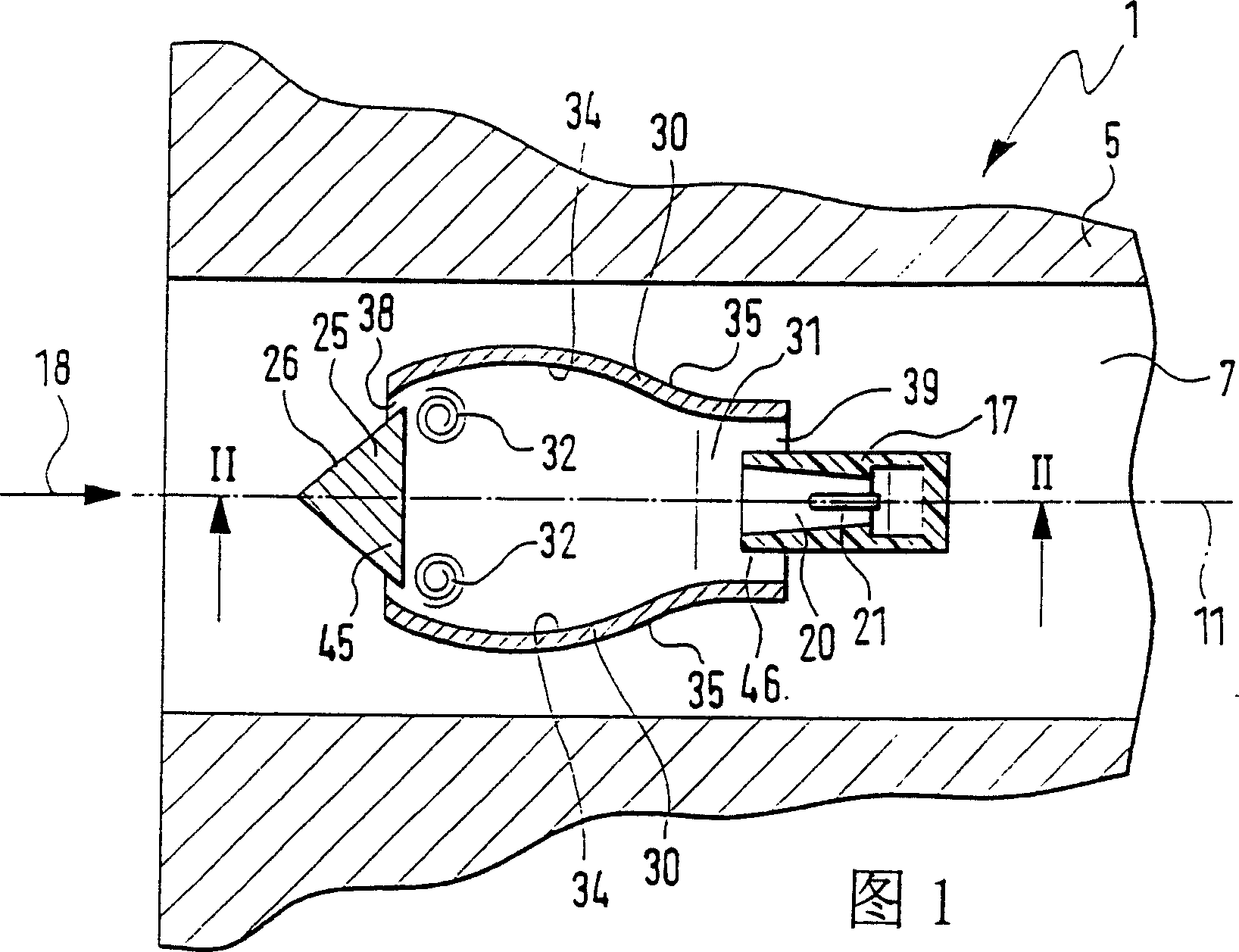 Device for measuring at least one parameter of flowing medium
