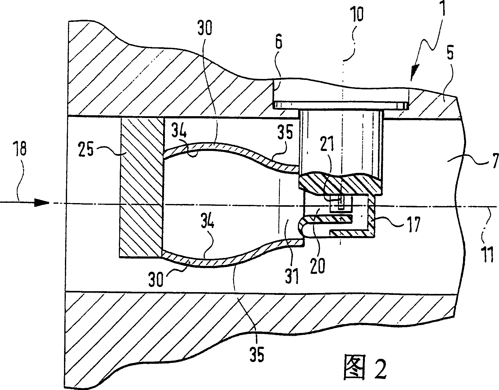 Device for measuring at least one parameter of flowing medium