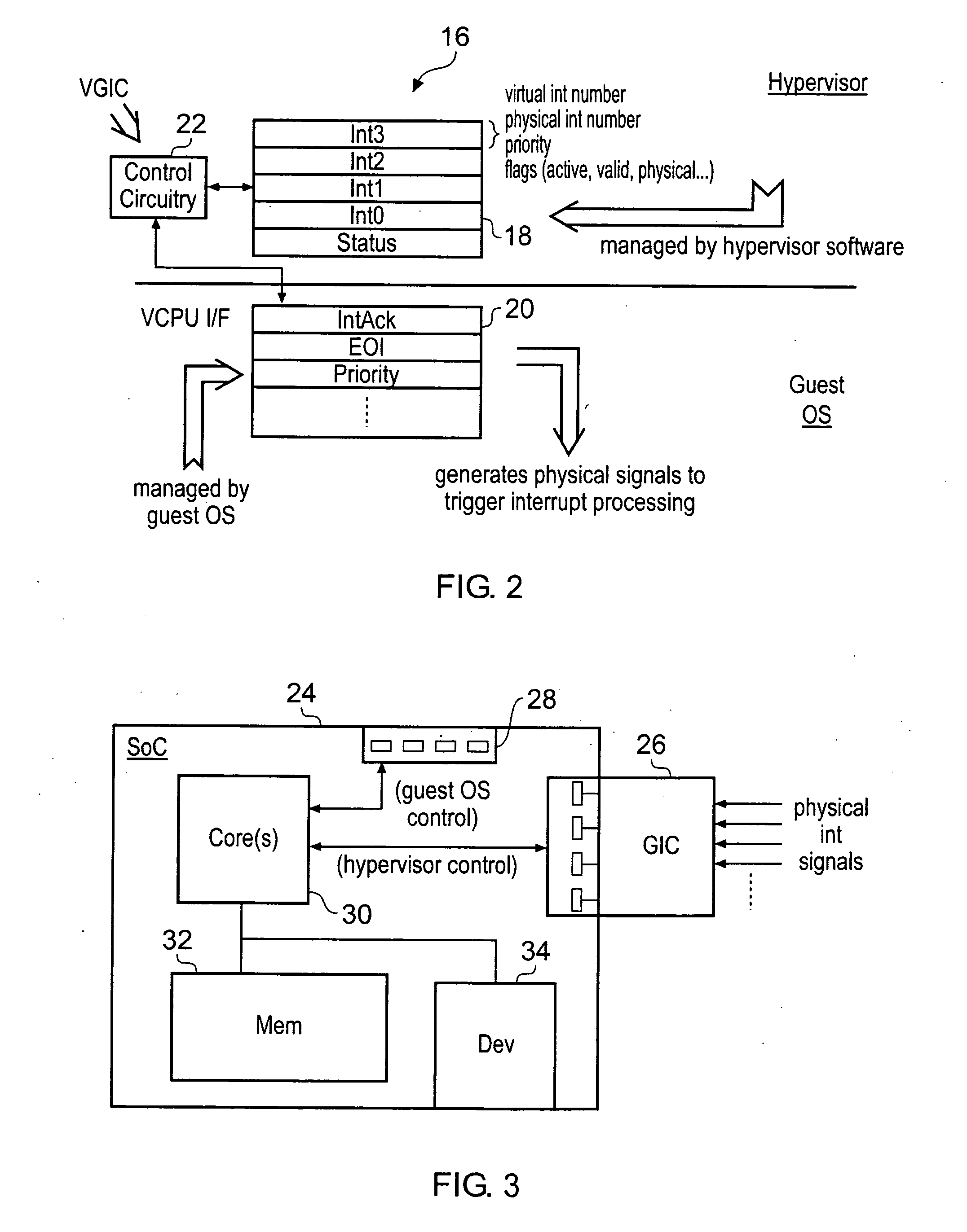 Interrupt control for virtual processing apparatus