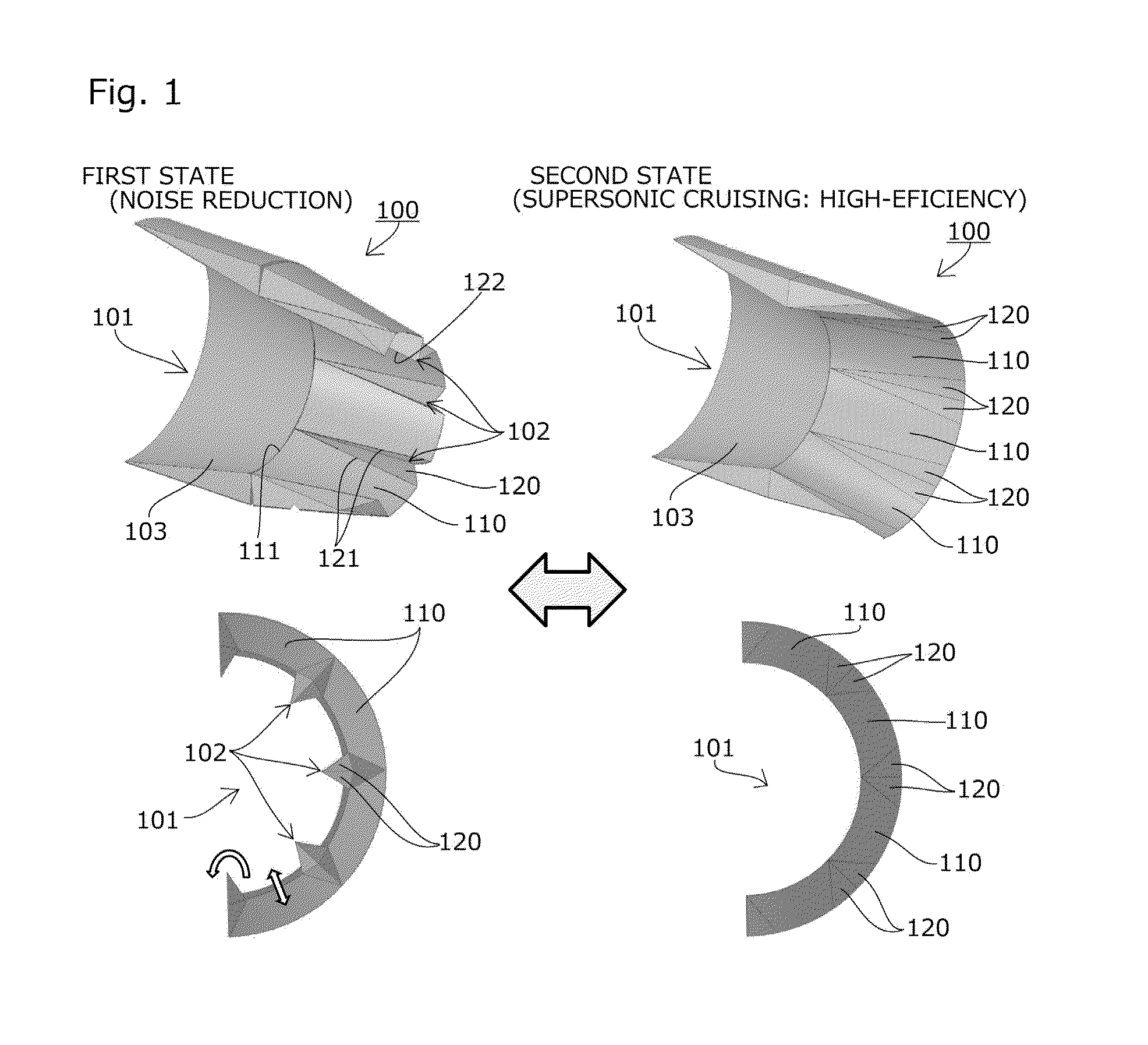 Exhaust nozzle and method for changing exhaust flow path