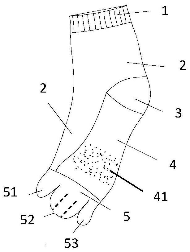 Three-toe antibacterial cotton sock