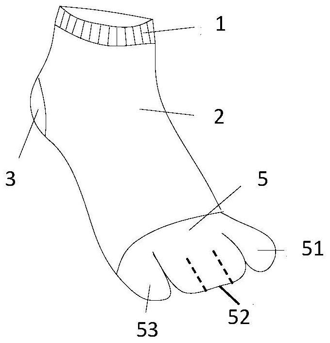 Three-toe antibacterial cotton sock