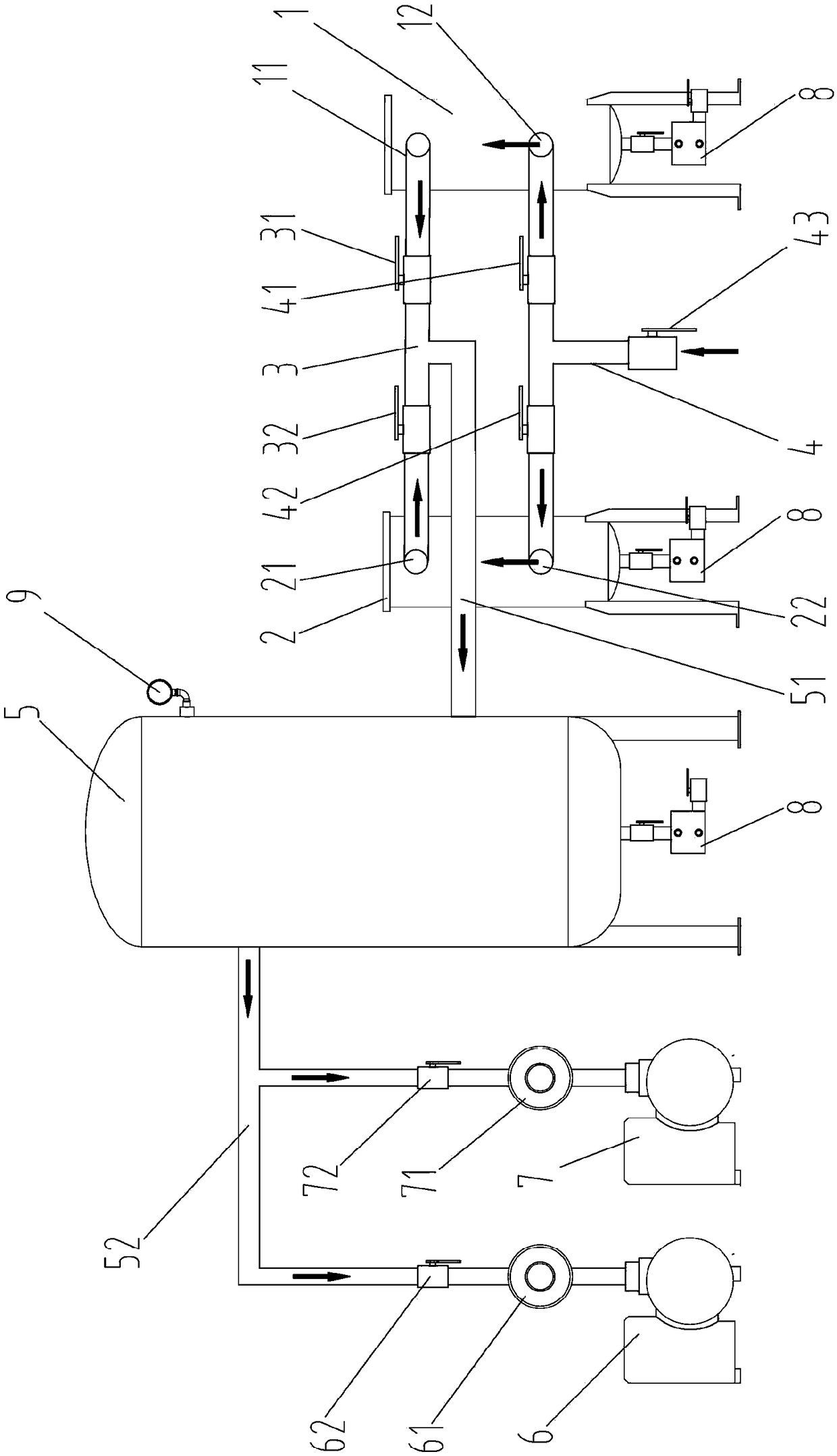 Negative pressure vacuum system for filtering solid particles and liquid