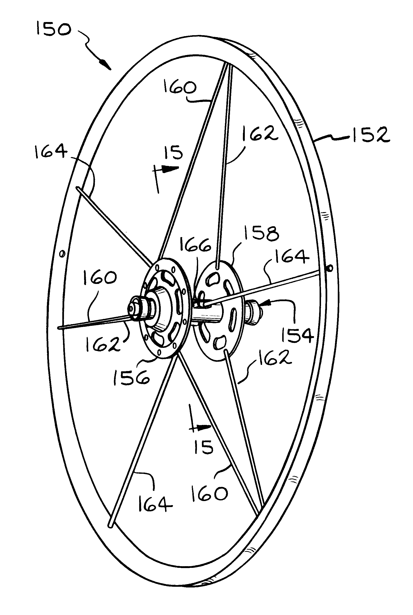 Cycle and tensioned spoked wheel assembly