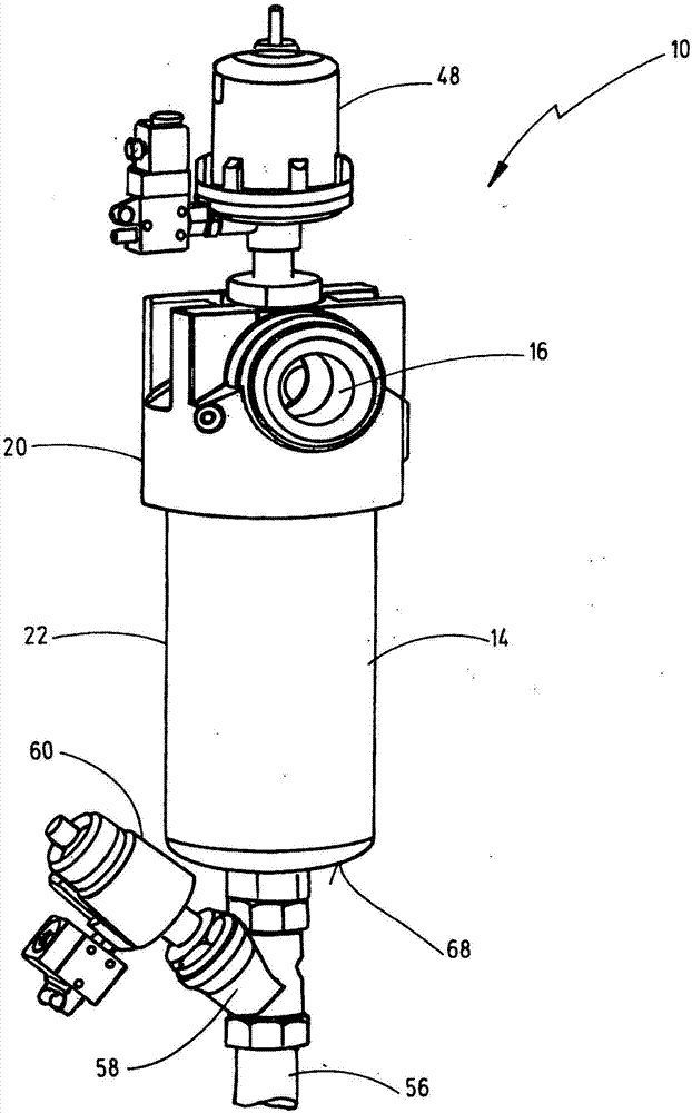 Filter device, hydraulic system and backwashing method