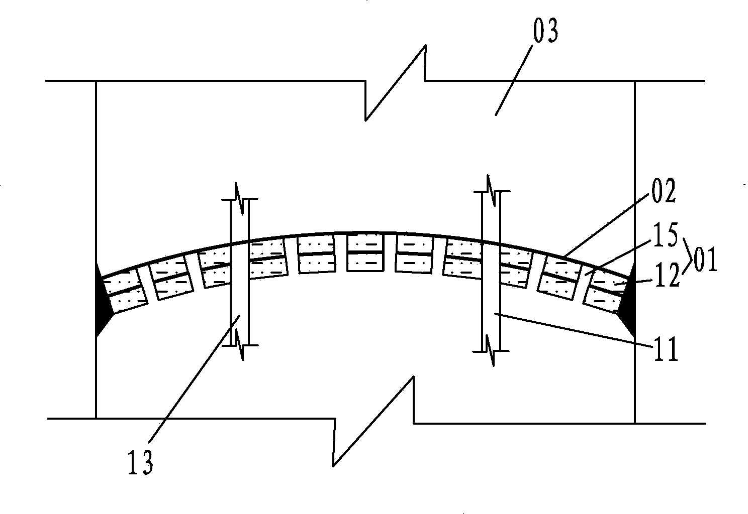 Water drainage wall adopting brick structure and used in cut-and-fill stoping method