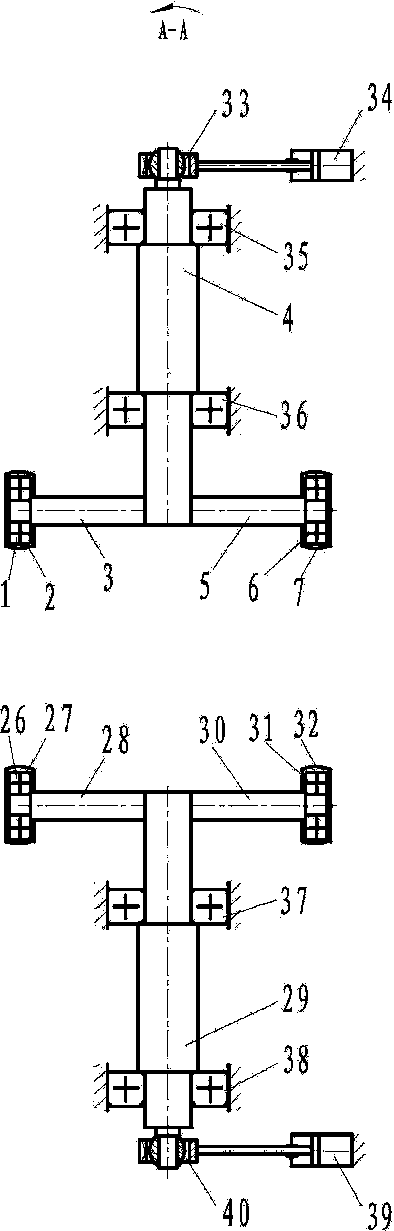 Vertical double-swing-shaft four-disc-cam four-oscillating-bar knuckle bearing high-speed testing machine