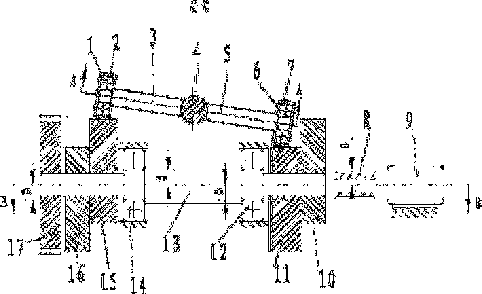 Vertical double-swing-shaft four-disc-cam four-oscillating-bar knuckle bearing high-speed testing machine