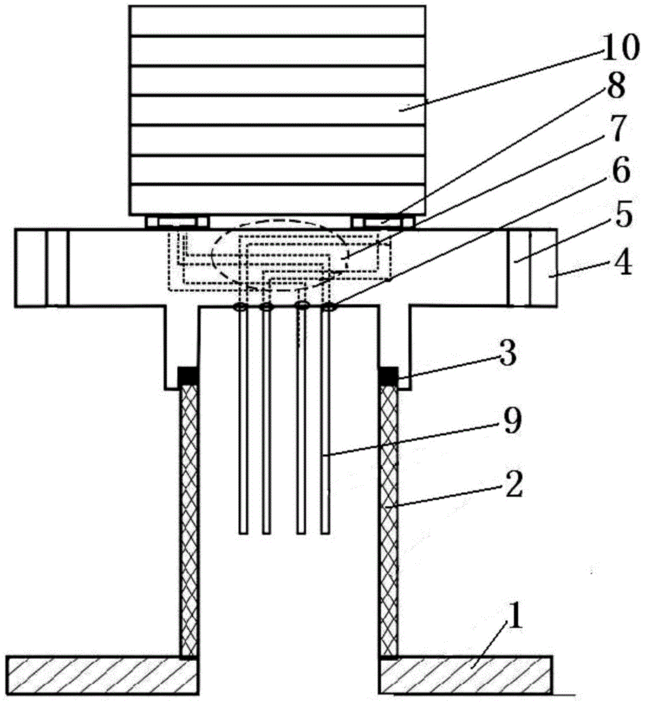 A flat-type solid oxide electrolytic cell stack bottom air intake test device