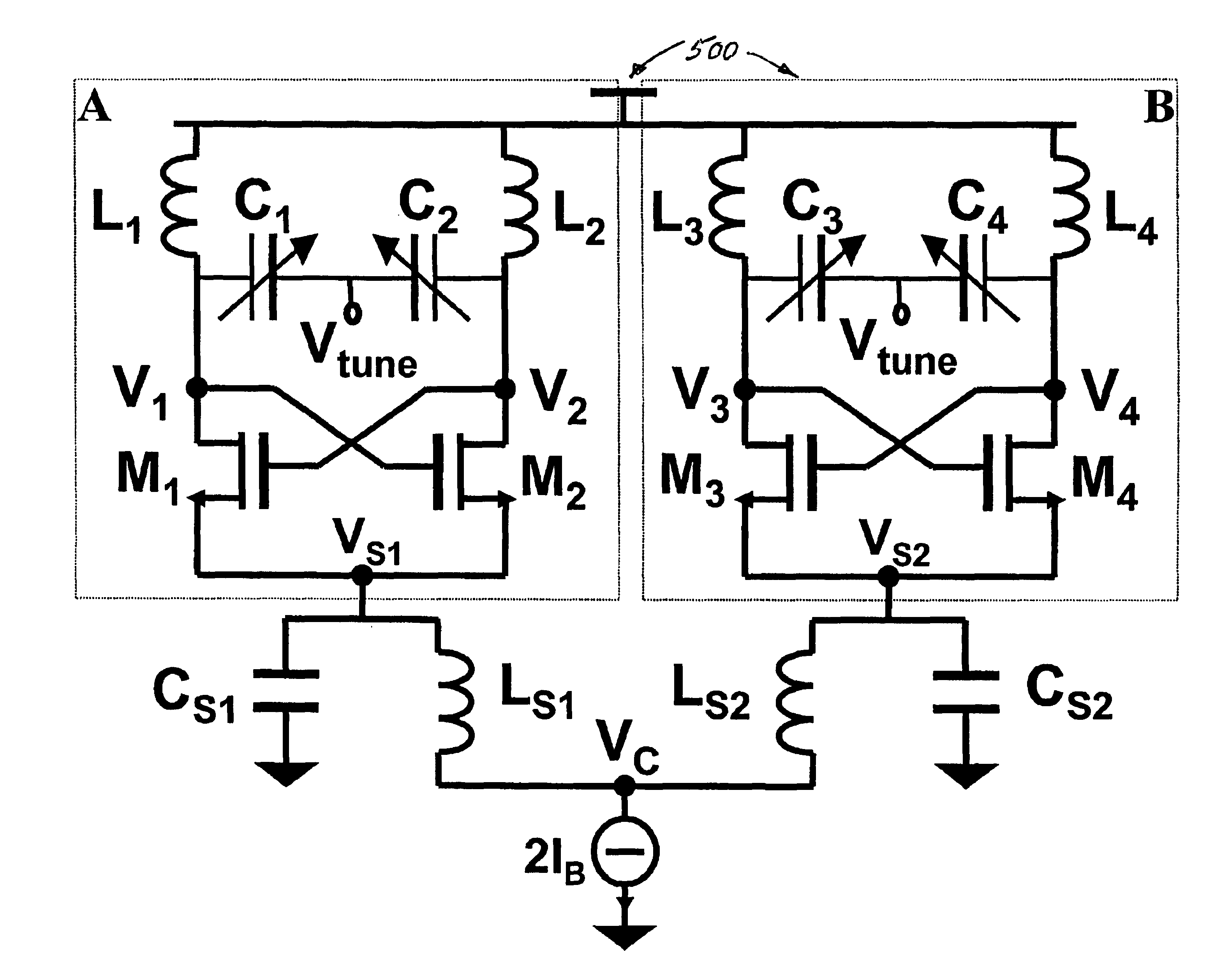 Quadrature voltage controlled oscillator utilizing common-mode inductive coupling
