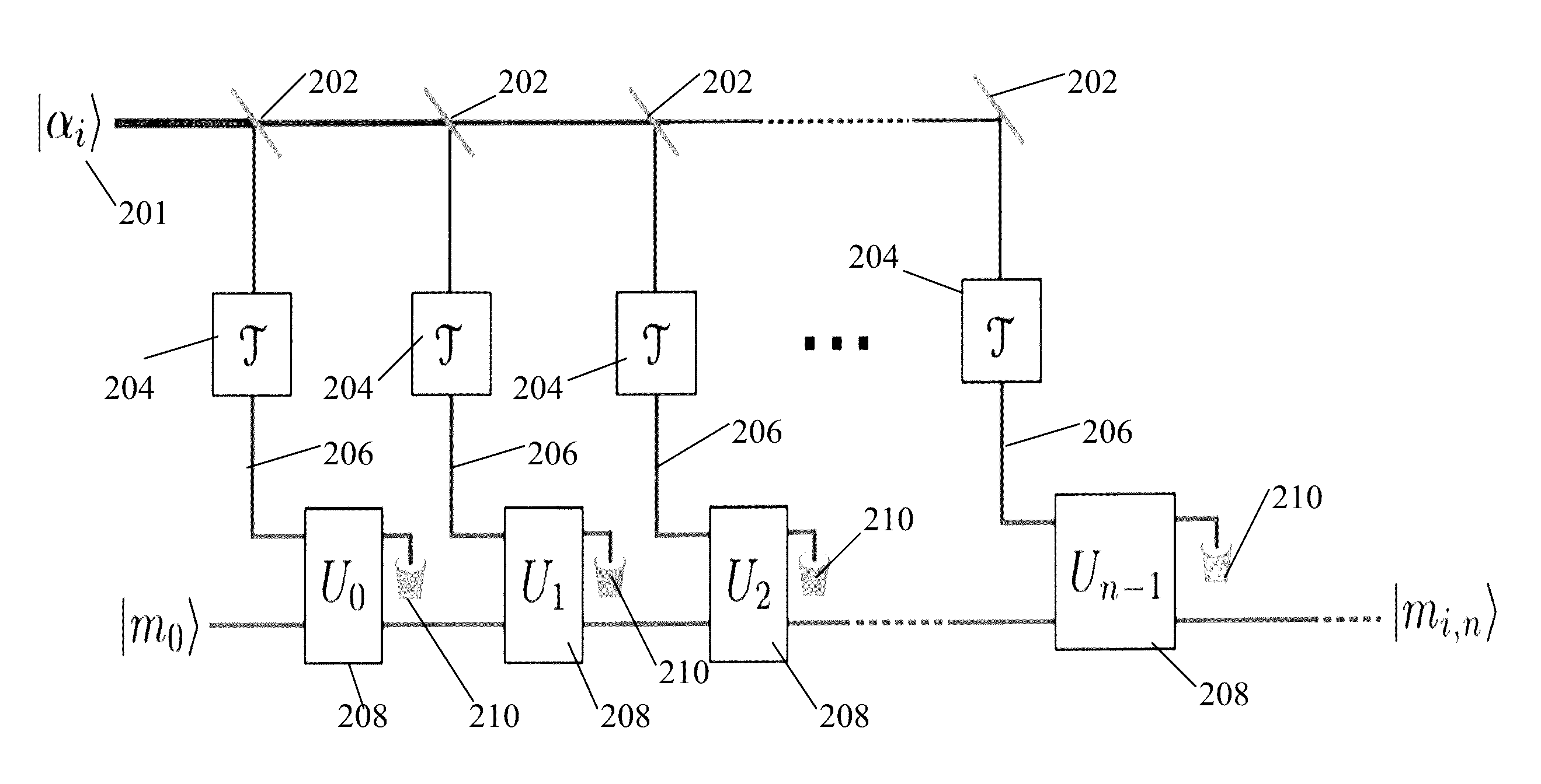 Device and method for optimally distinguishing among an arbitrary set of coherent states of light