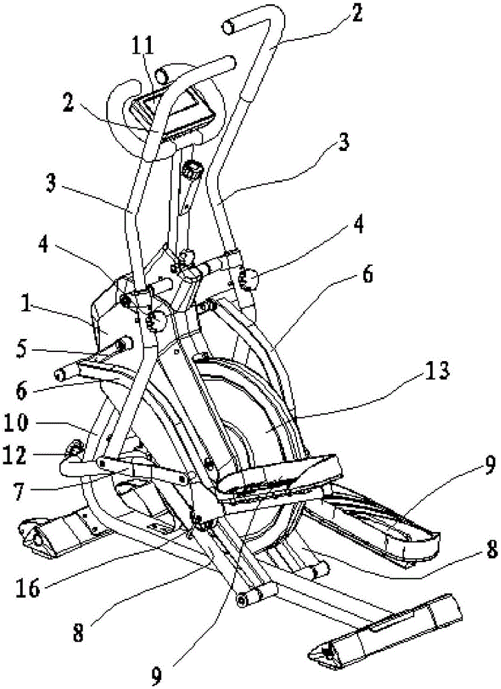 Climbing machine with movement tracks adjustable