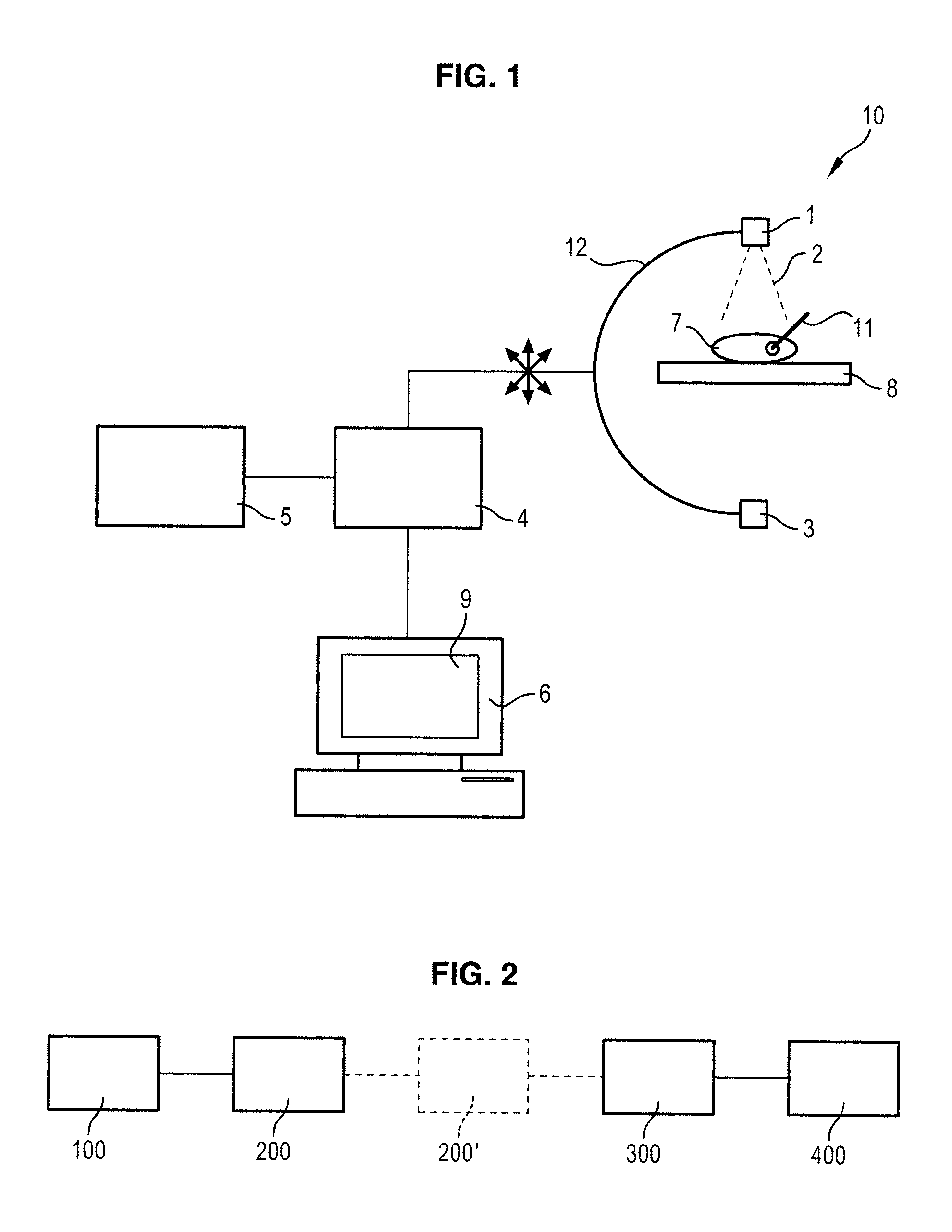 Method for processing radiological images to determine a 3D position of a needle