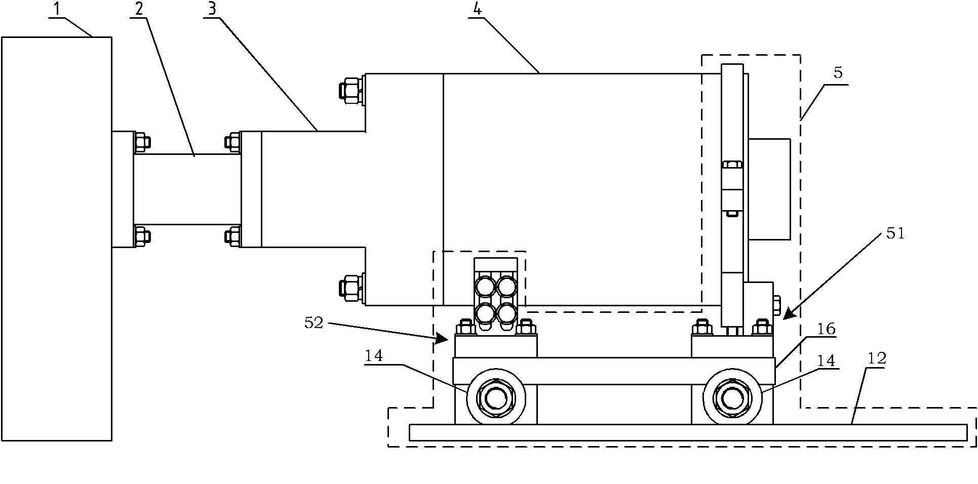 Gas-gas combustor support device for test