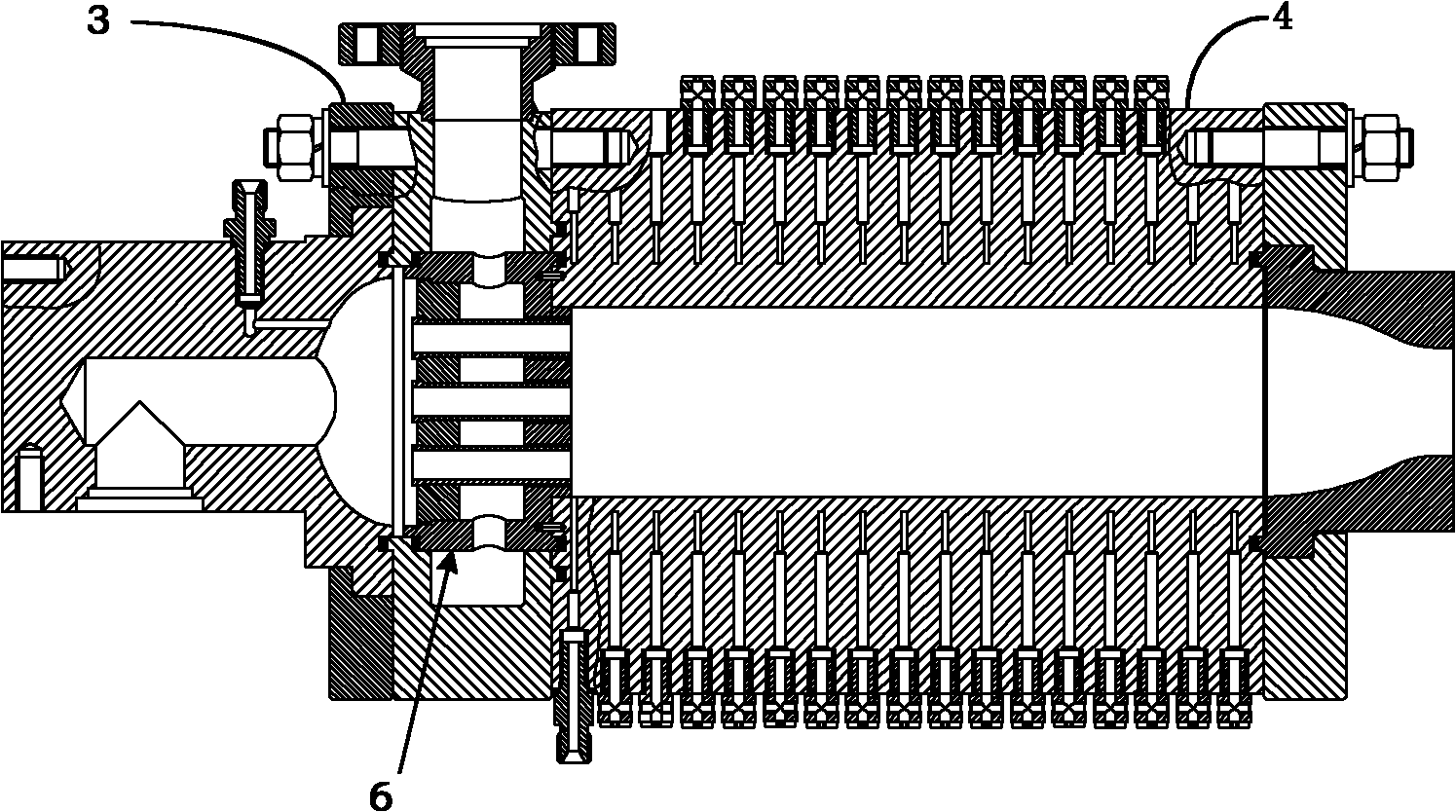 Gas-gas combustor support device for test