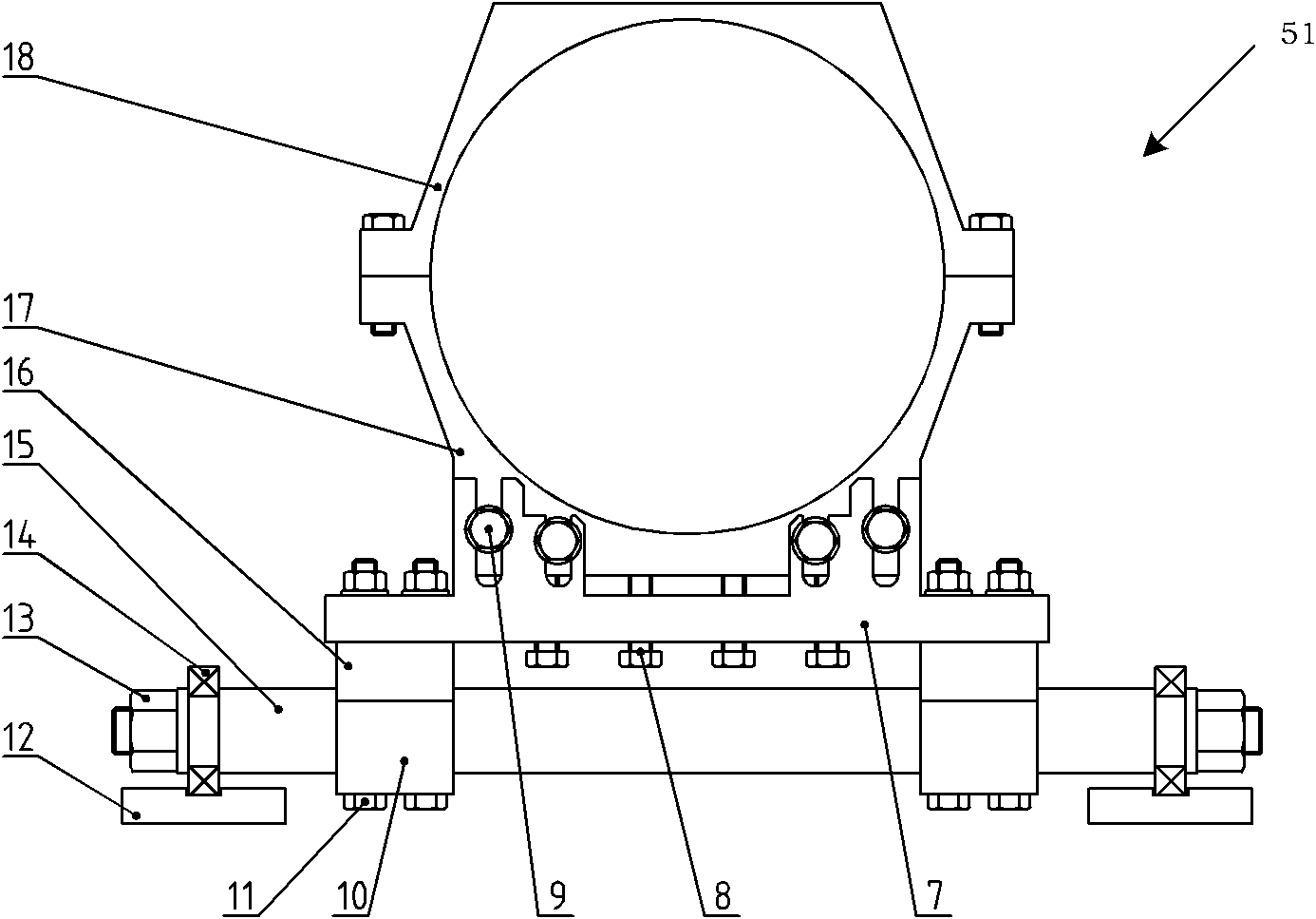 Gas-gas combustor support device for test