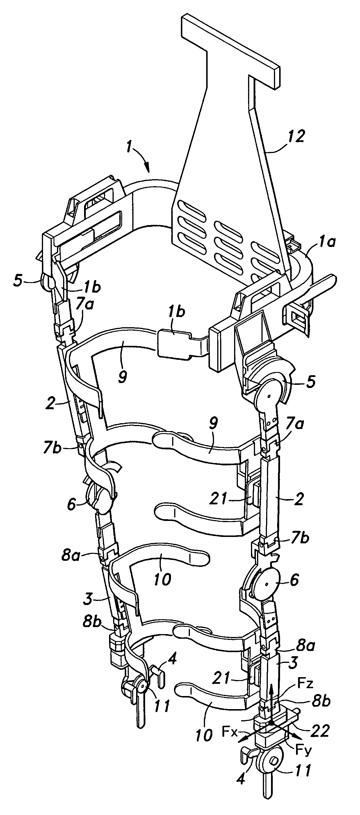 Walking assistance device provided with a force sensor