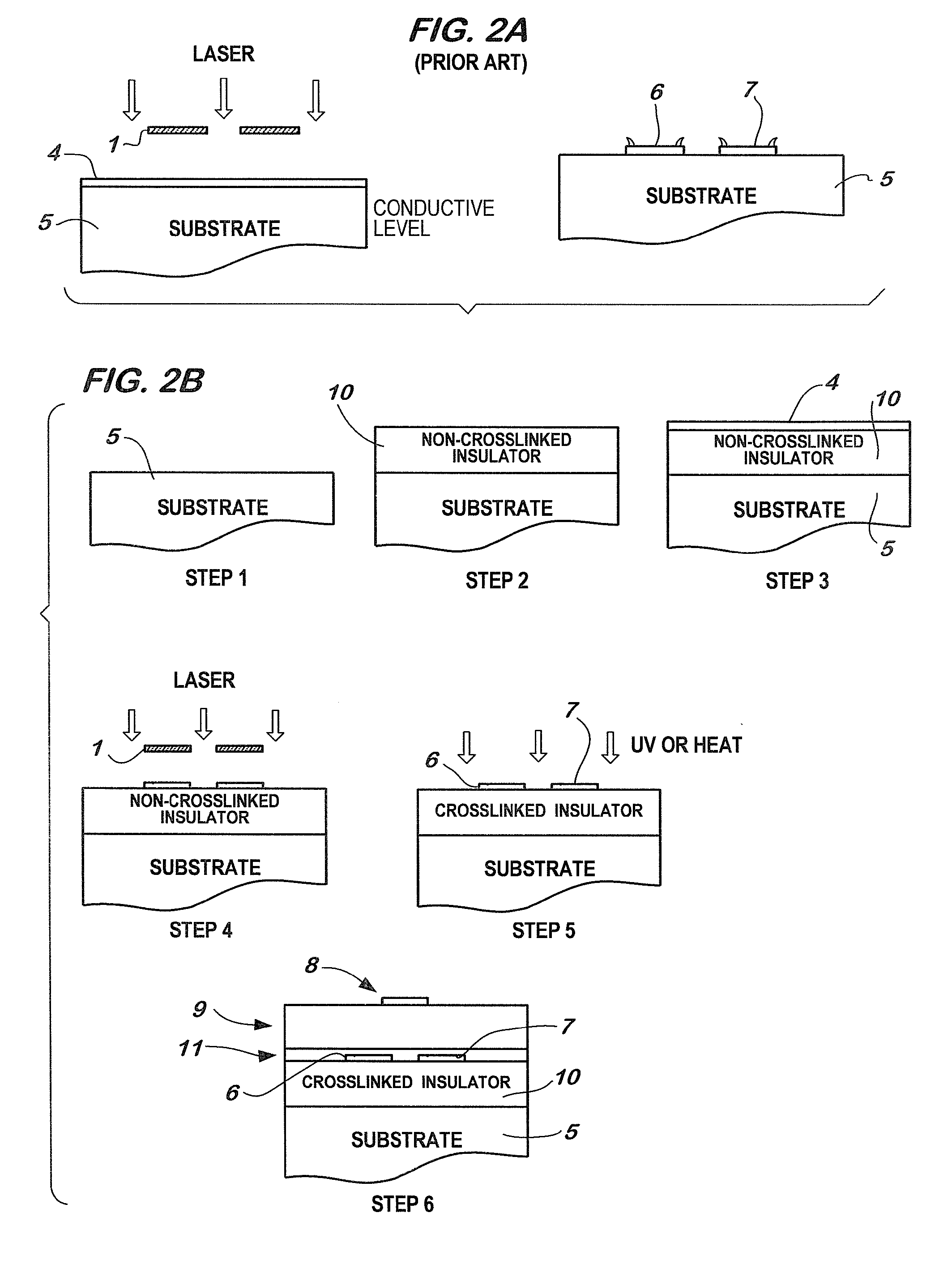 Reduction of the effects of cap-like projections, due to laser ablation of a metal level by using a non-crosslinked light or heat-crosslinkable polymer layer