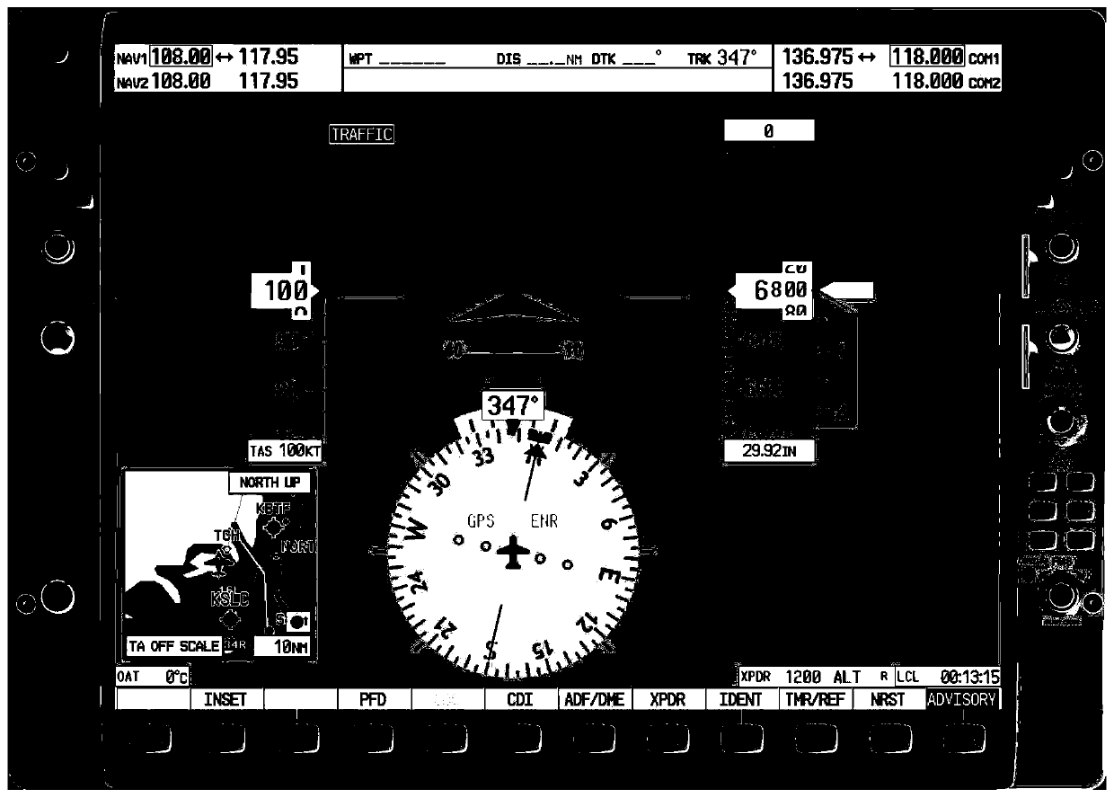 Head-down display for general purpose airplane