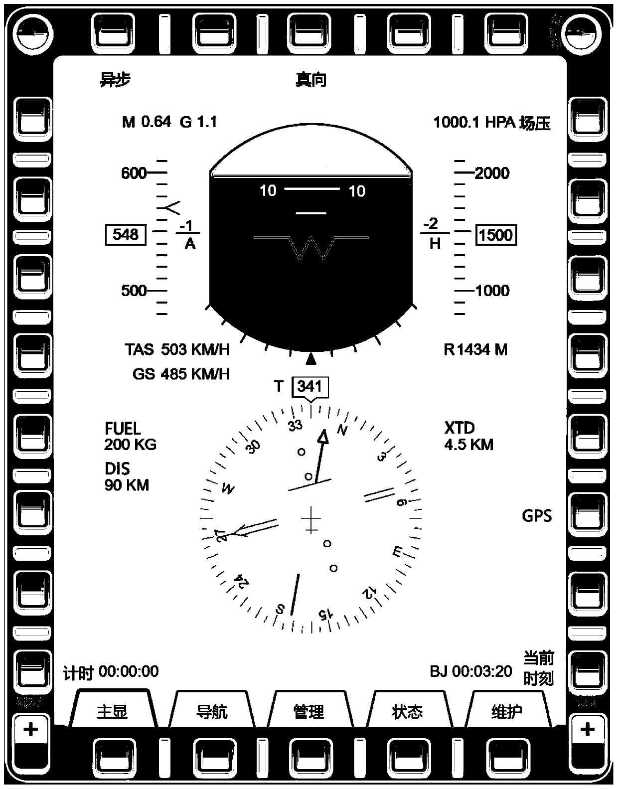 Head-down display for general purpose airplane